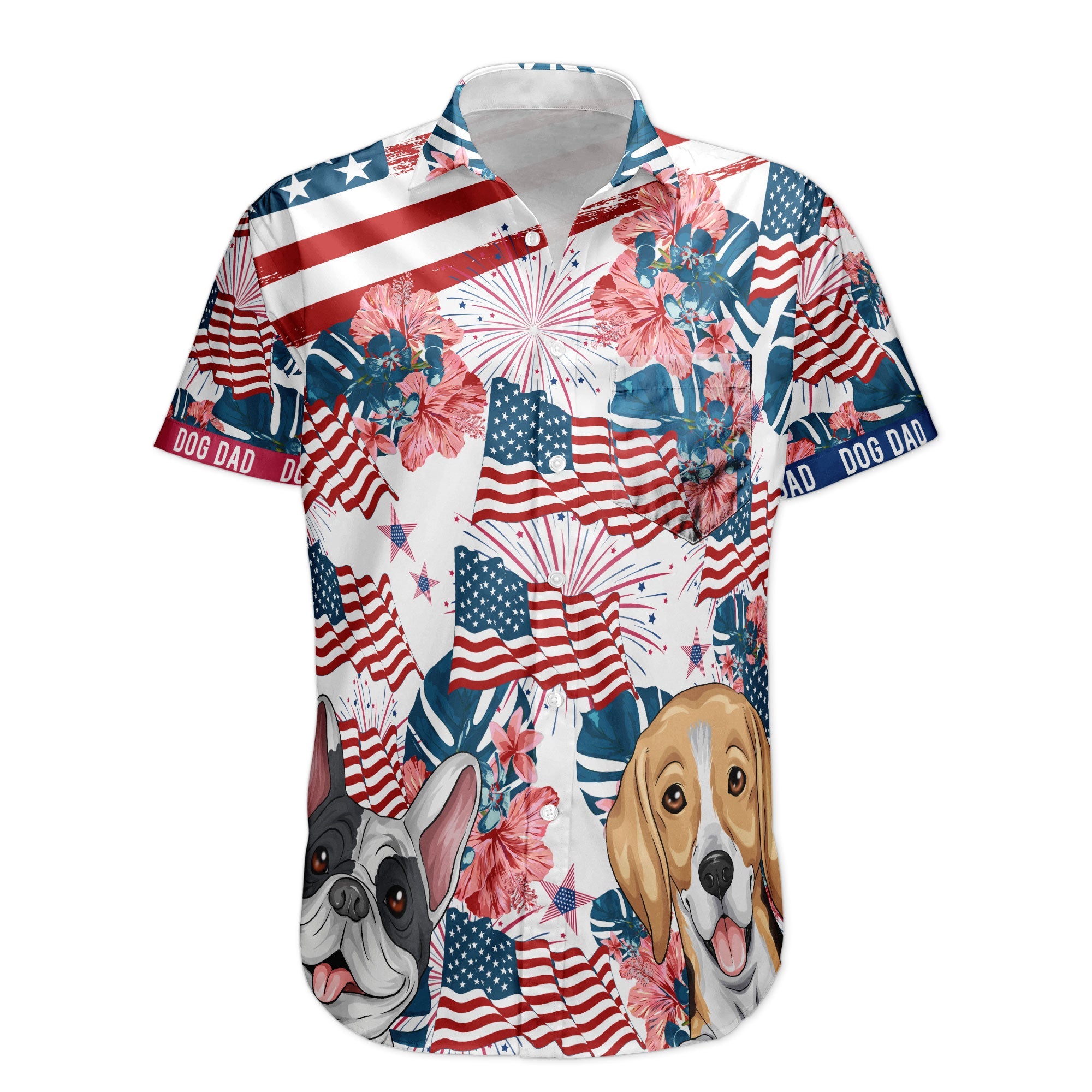 Dog Dad Patriotic America 4th Of July - Personalized Hawaiian Shirt