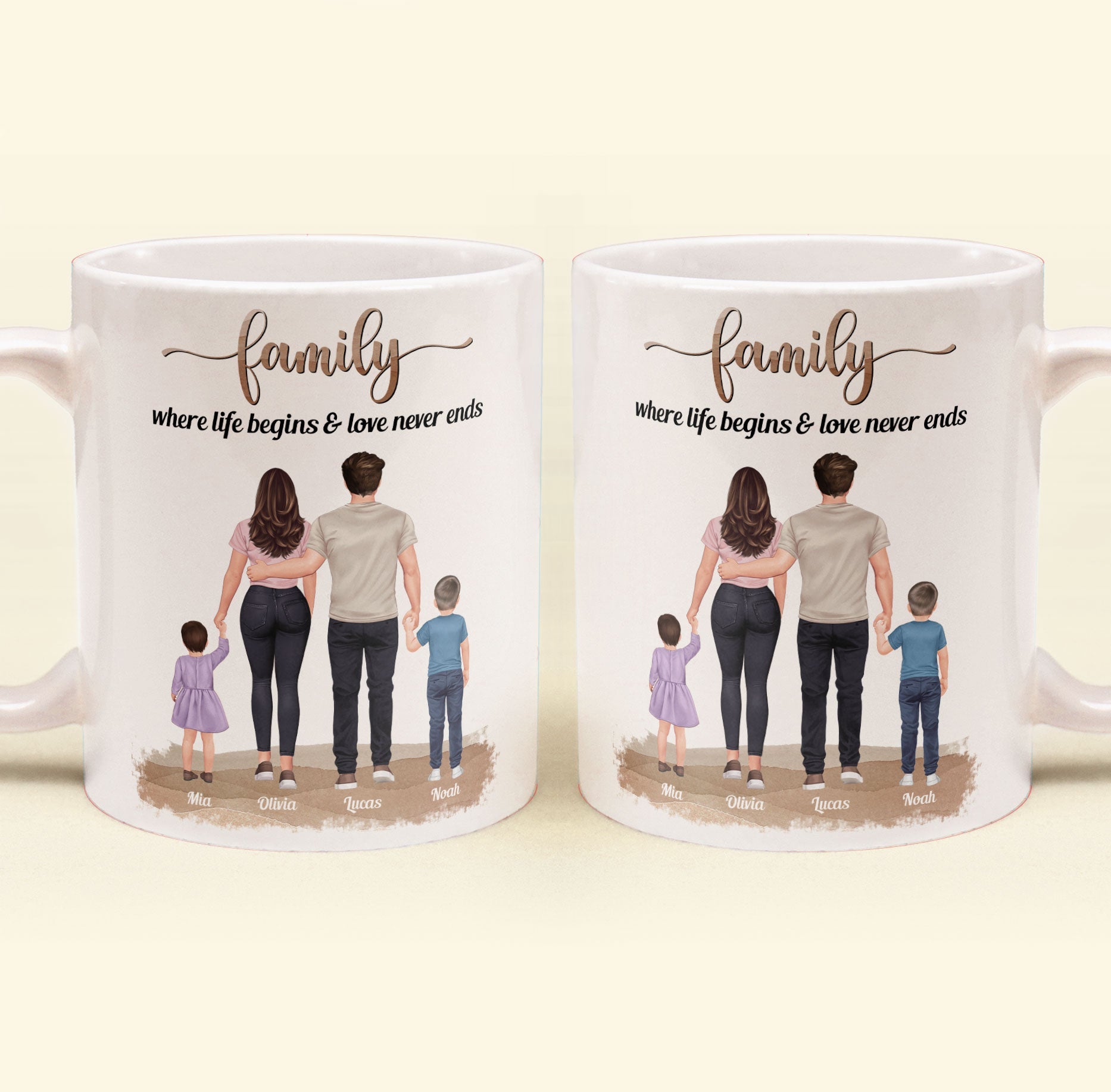 Family, Where Life Begins & Love Never Ends - Personalized Mug