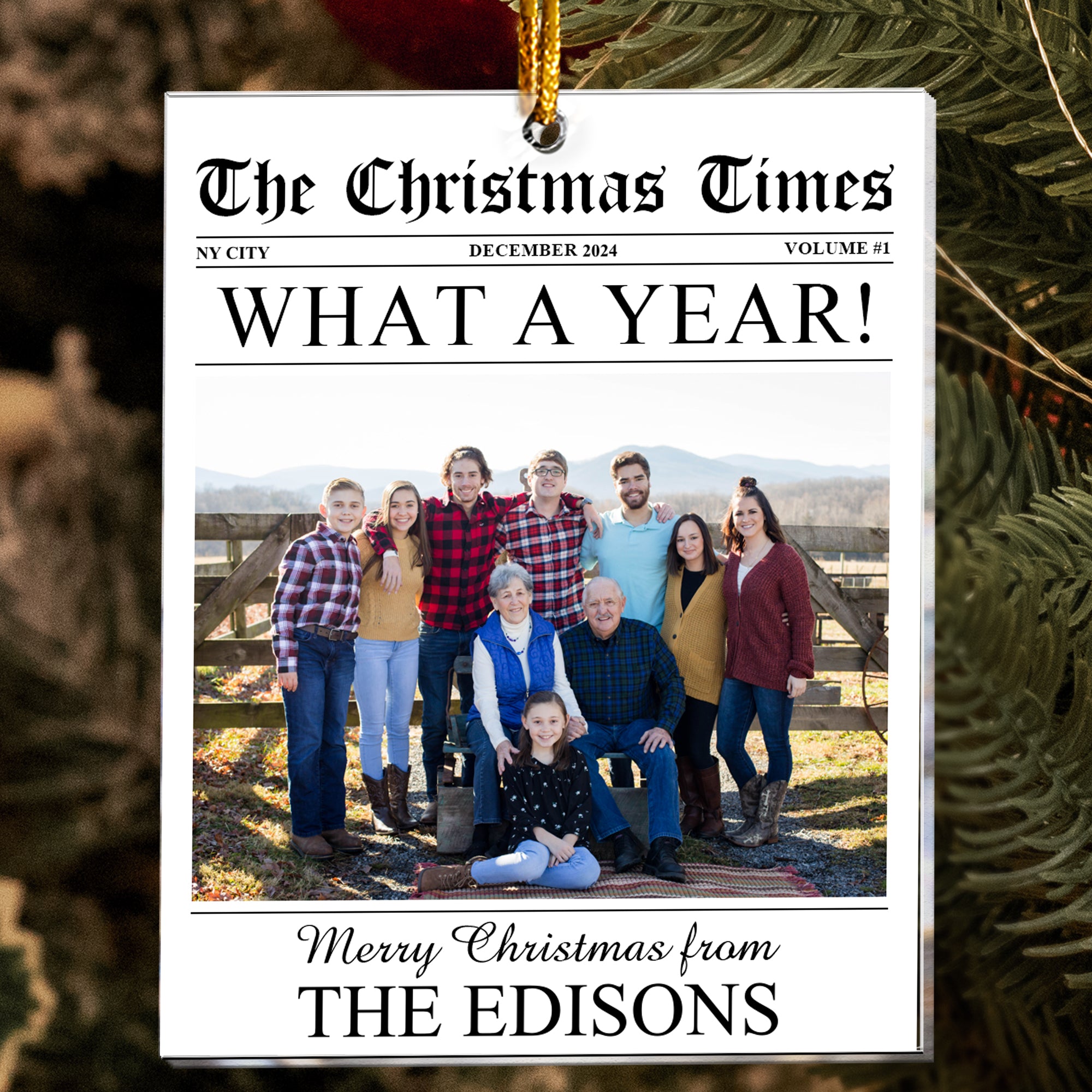 The Christmas Times - What A Year Newspaper - Personalized Acrylic Photo Ornament