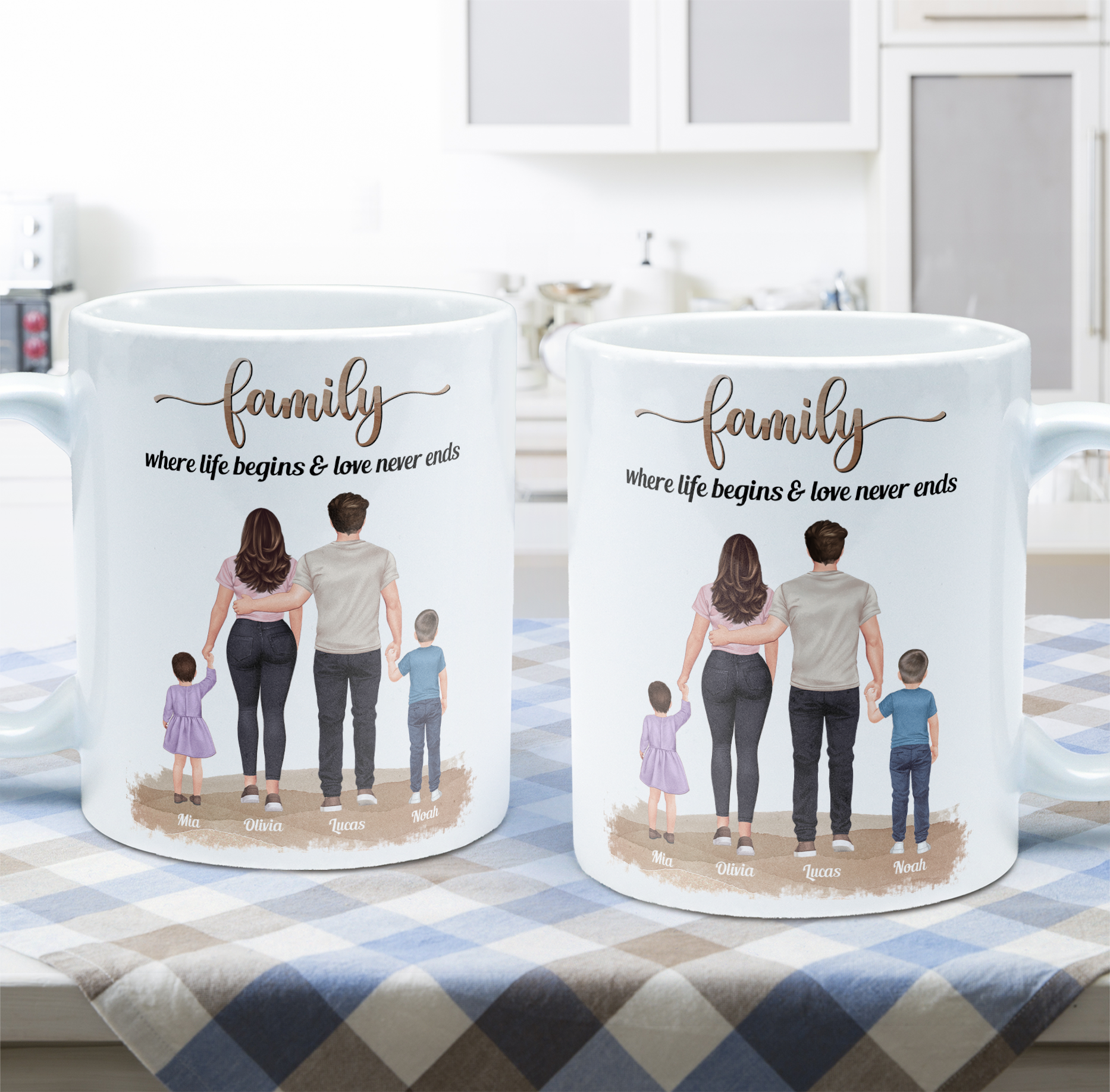 Family, Where Life Begins & Love Never Ends - Personalized Mug