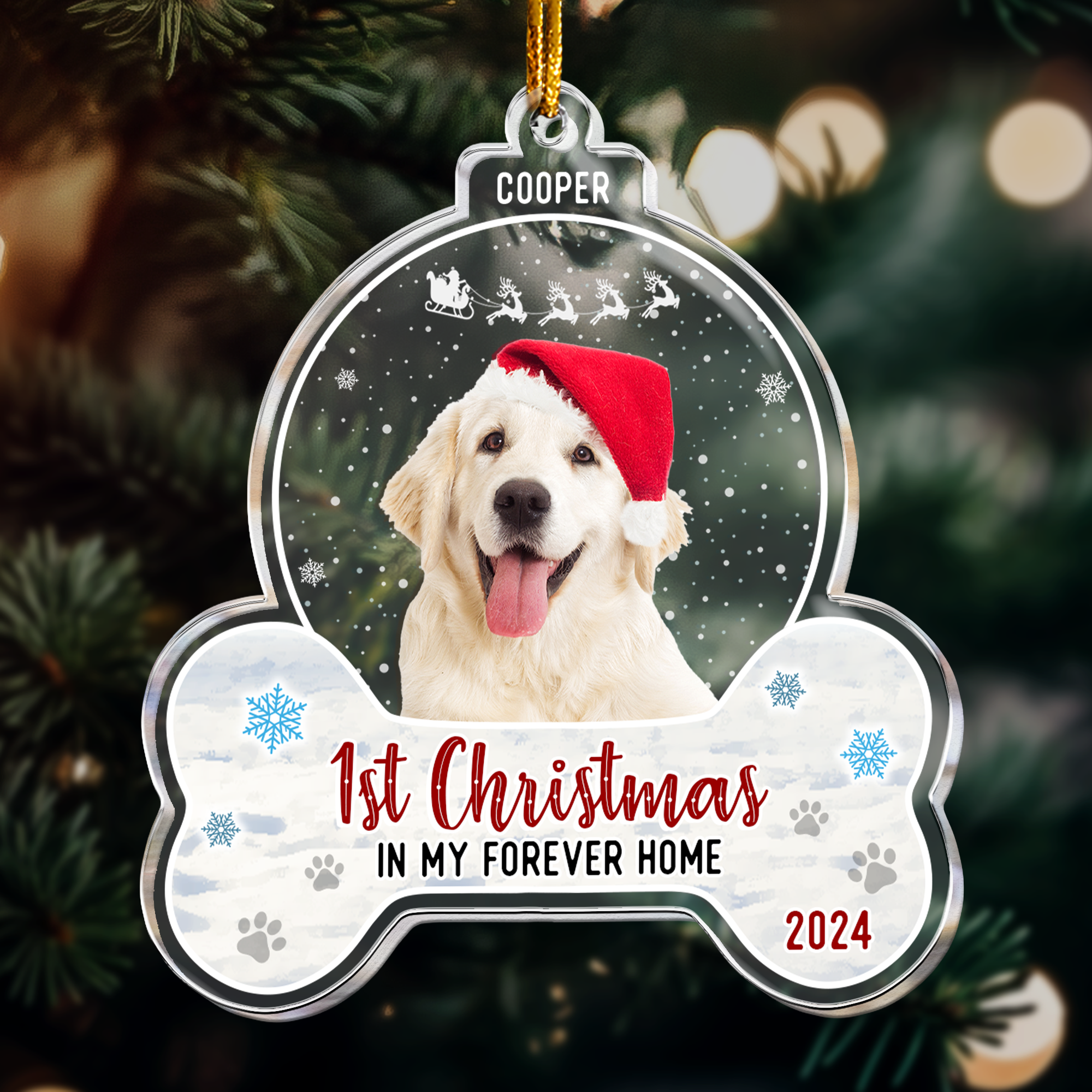 1st Christmas Dog Cat - Personalized Acrylic Photo Ornament