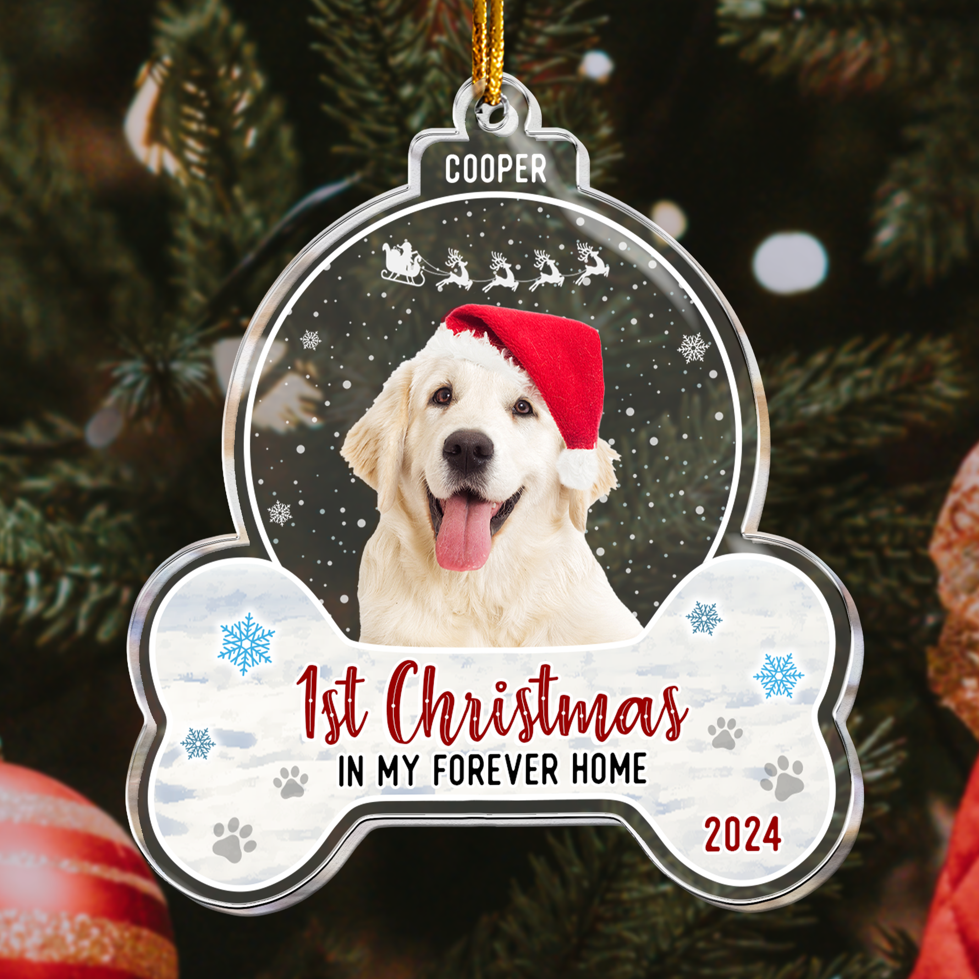 1st Christmas Dog Cat - Personalized Acrylic Photo Ornament