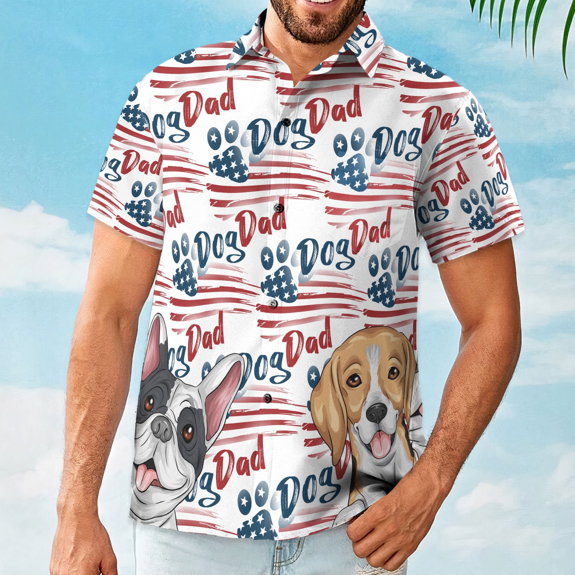 Dog Dad Patriotic America 4th Of July - Personalized Hawaiian Shirt