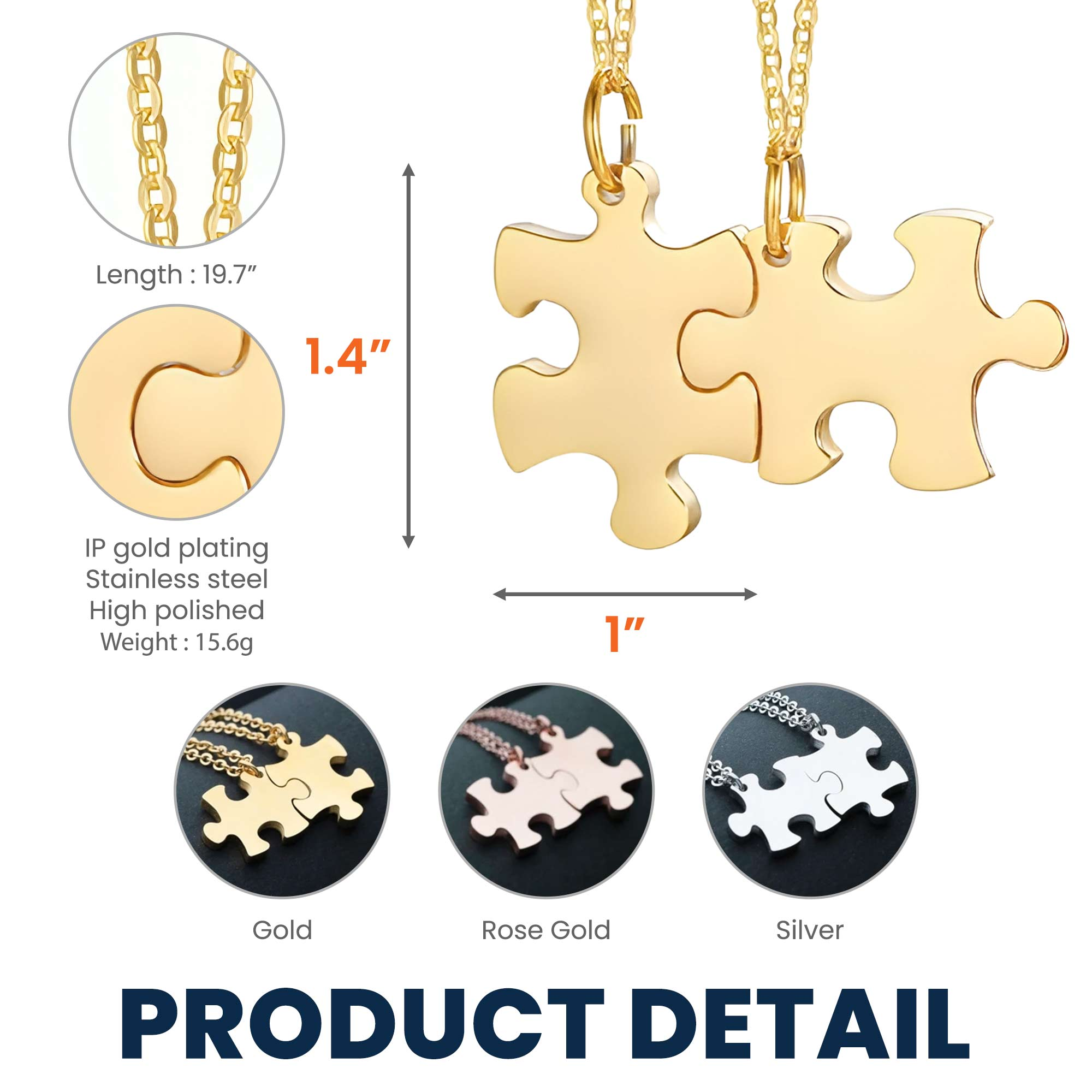 Couple Gifts Romantic Gift - Personalized Engraved Puzzle Necklace