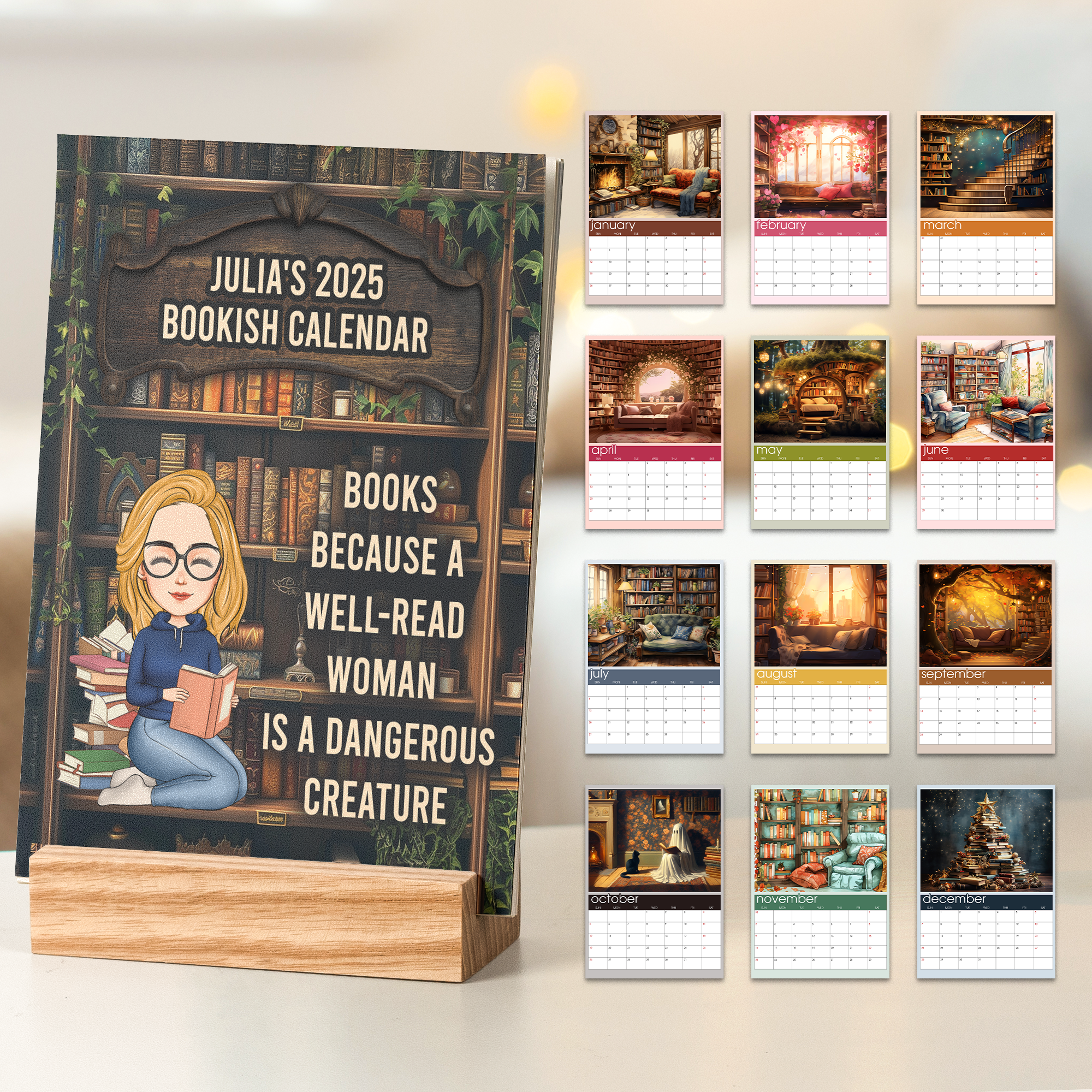 2025 Bookish Calendar - Personalized Easel Calendar