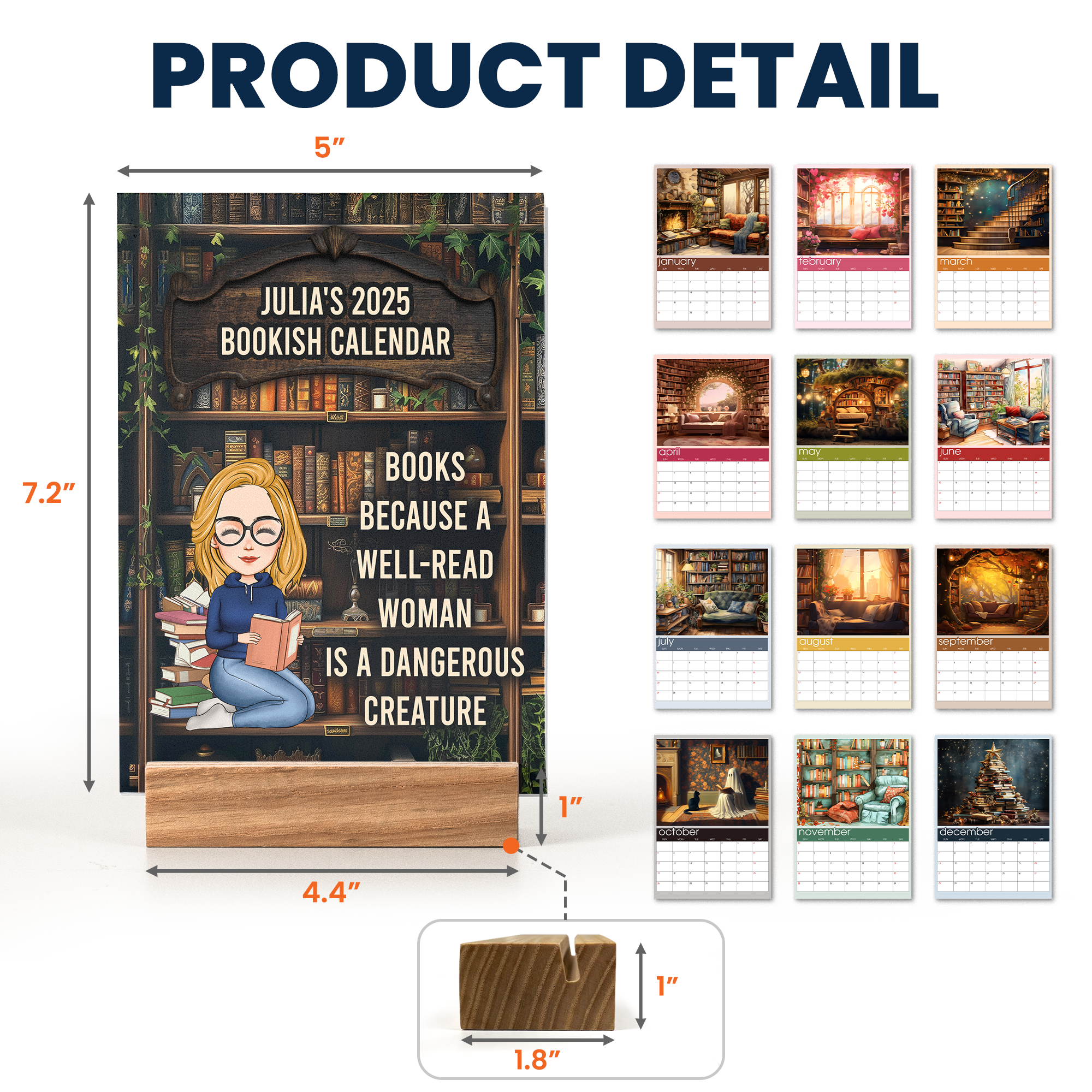 2025 Bookish Calendar - Personalized Easel Calendar