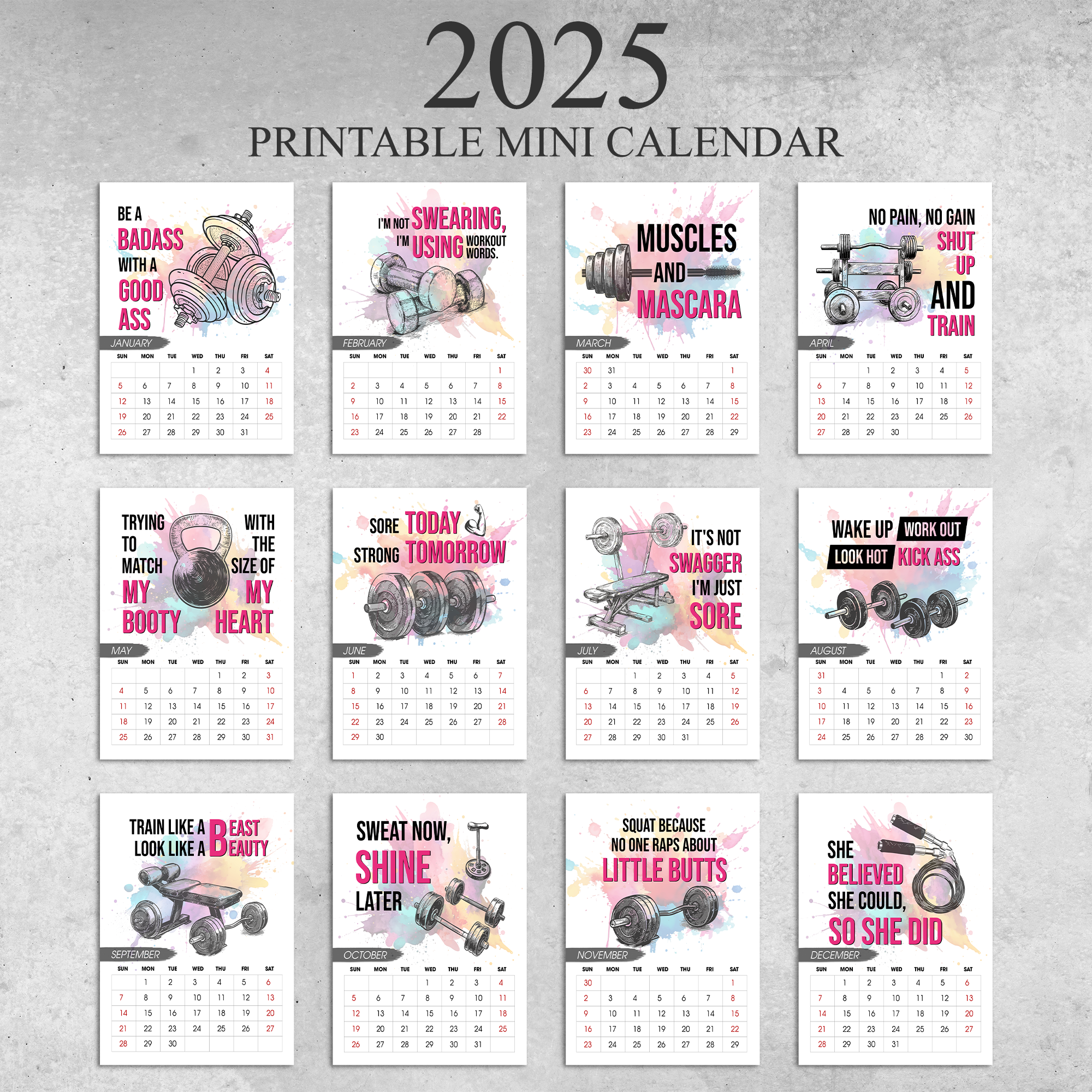 2025 Gym Calendar - Personalized Easel Calendar