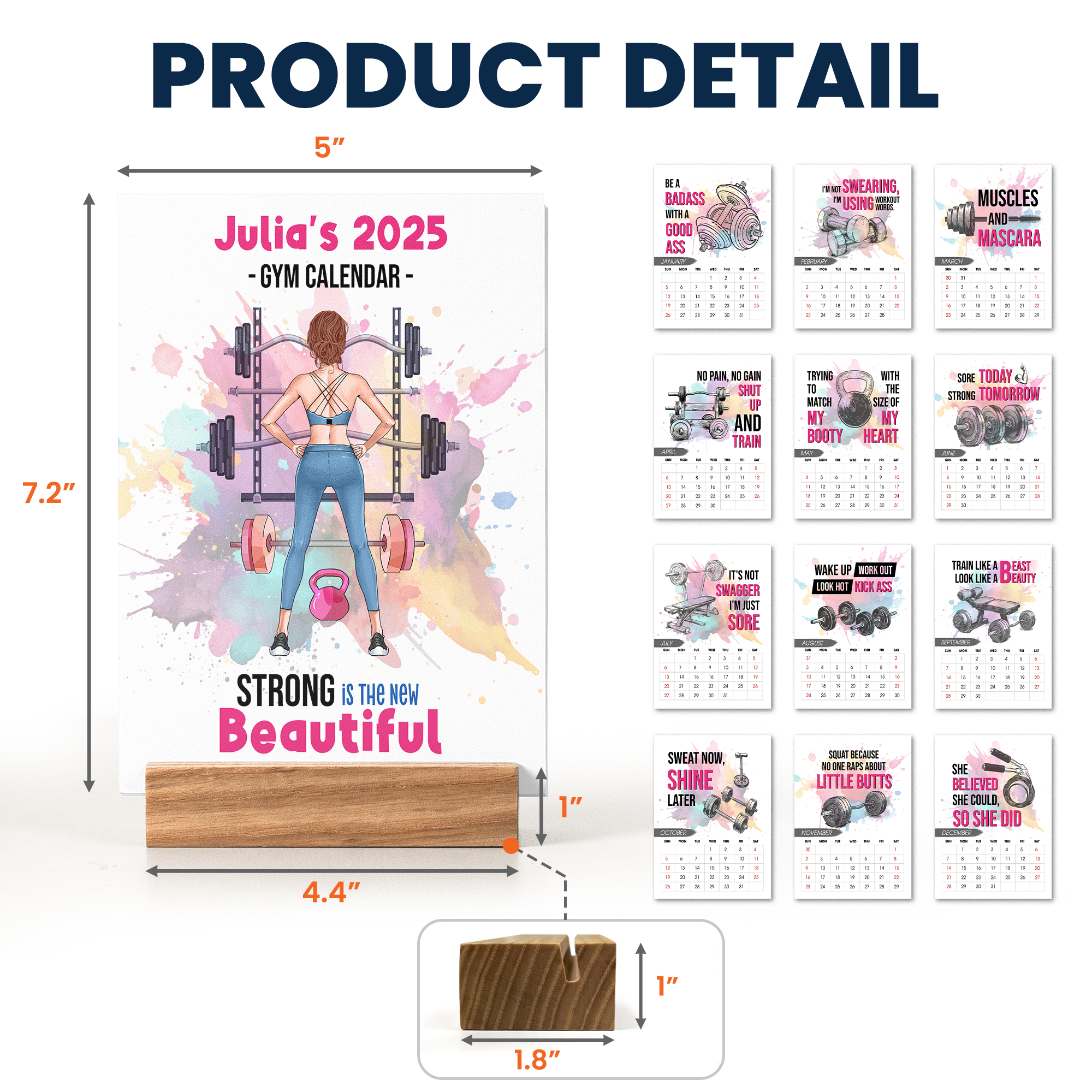 2025 Gym Calendar - Personalized Easel Calendar