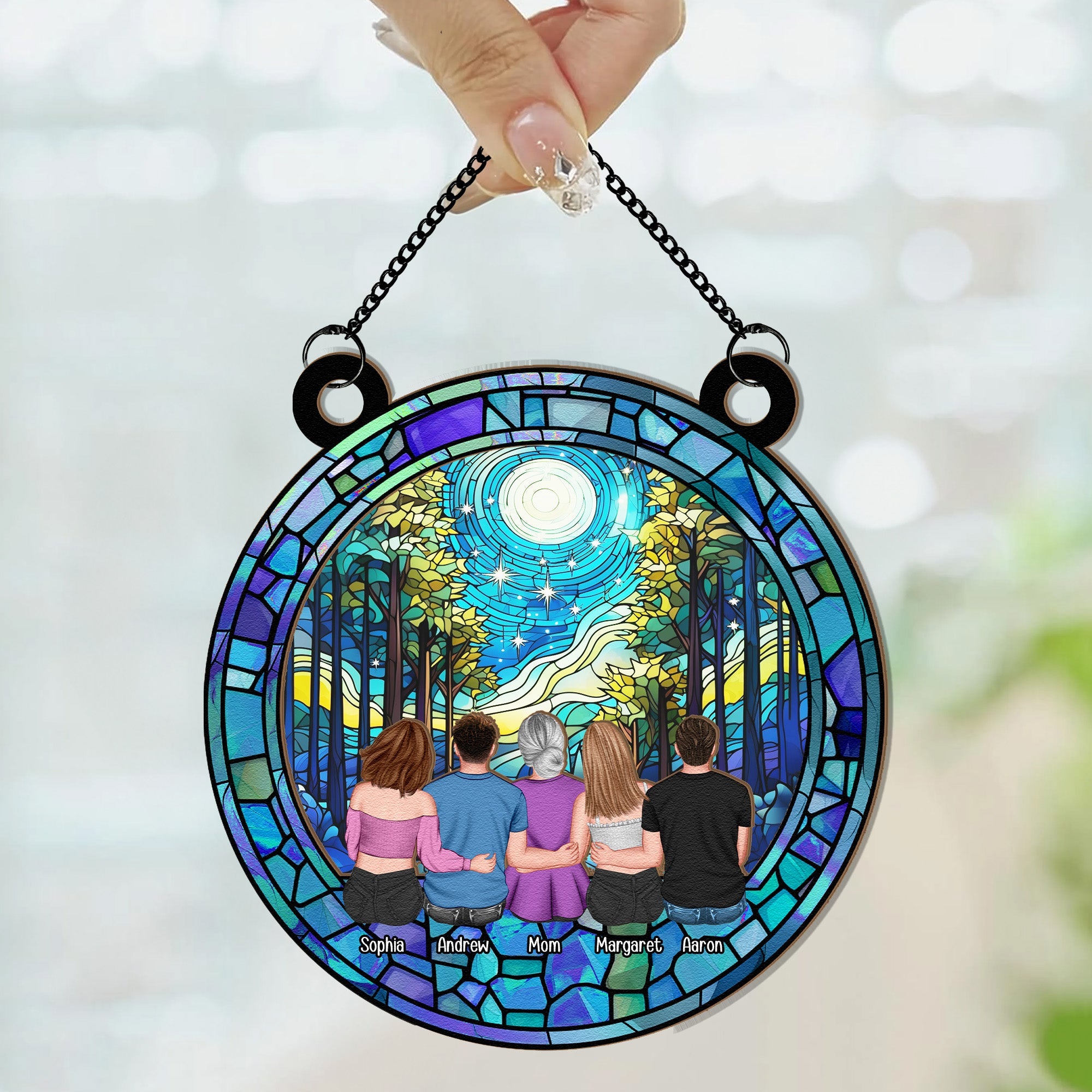 Family Sky Night - Personalized Window Hanging Suncatcher Ornament