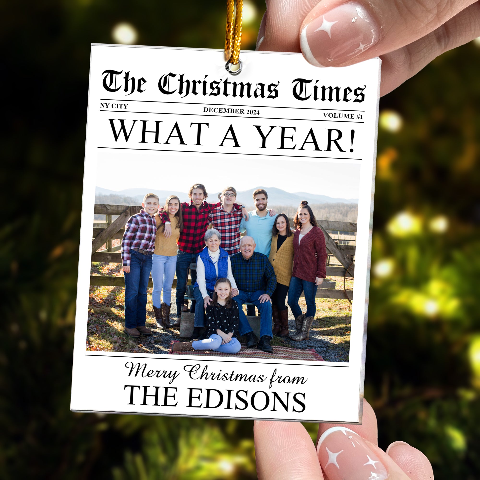 The Christmas Times - What A Year Newspaper - Personalized Acrylic Photo Ornament