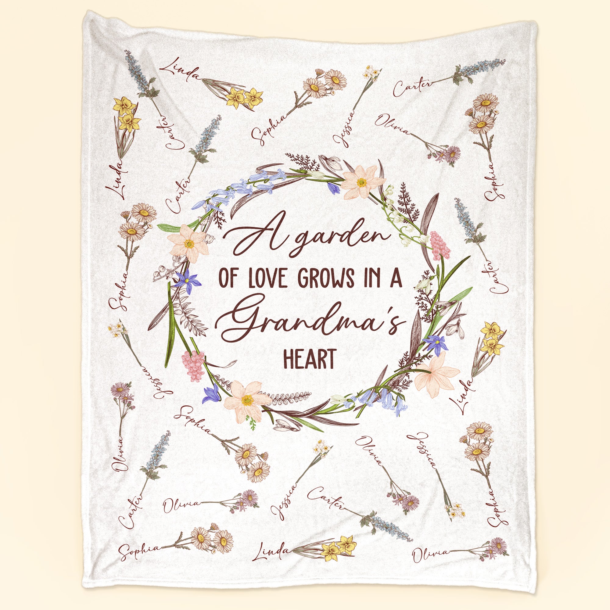 A Garden Of Love Grows In A Grandma's Heart - Personalized Grandma Blanket