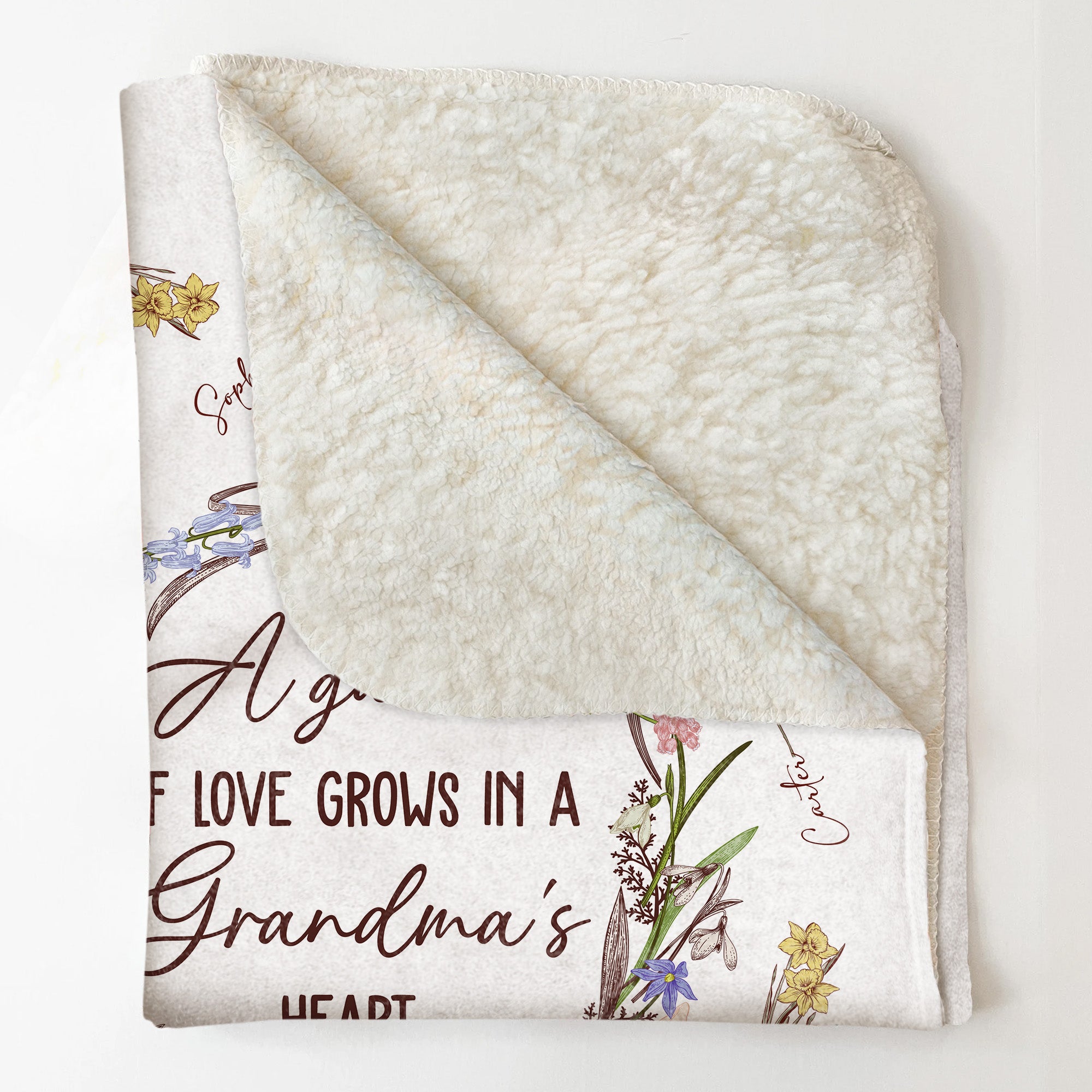 A Garden Of Love Grows In A Grandma's Heart - Personalized Grandma Blanket