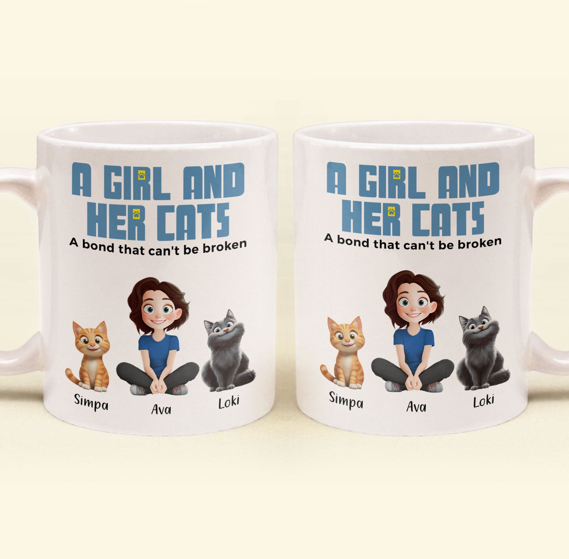 A Girl And Her Cats - Personalized Mug