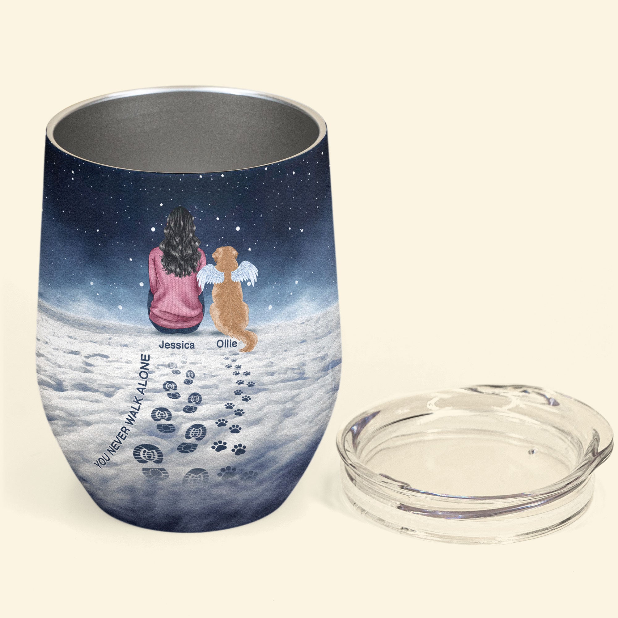 A Girl And Her Dog Unbreakable Bond Pet Loss Version - Personalized Wine Tumbler