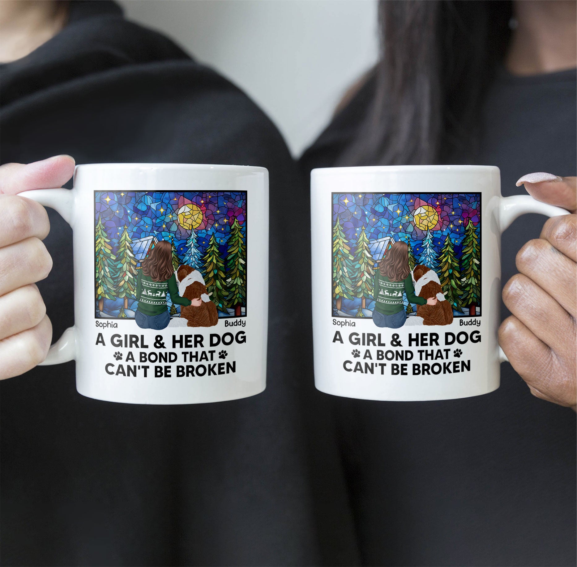 A Girl And Her Dogs - Bond That Can't Be Broken - Personalized  Mug