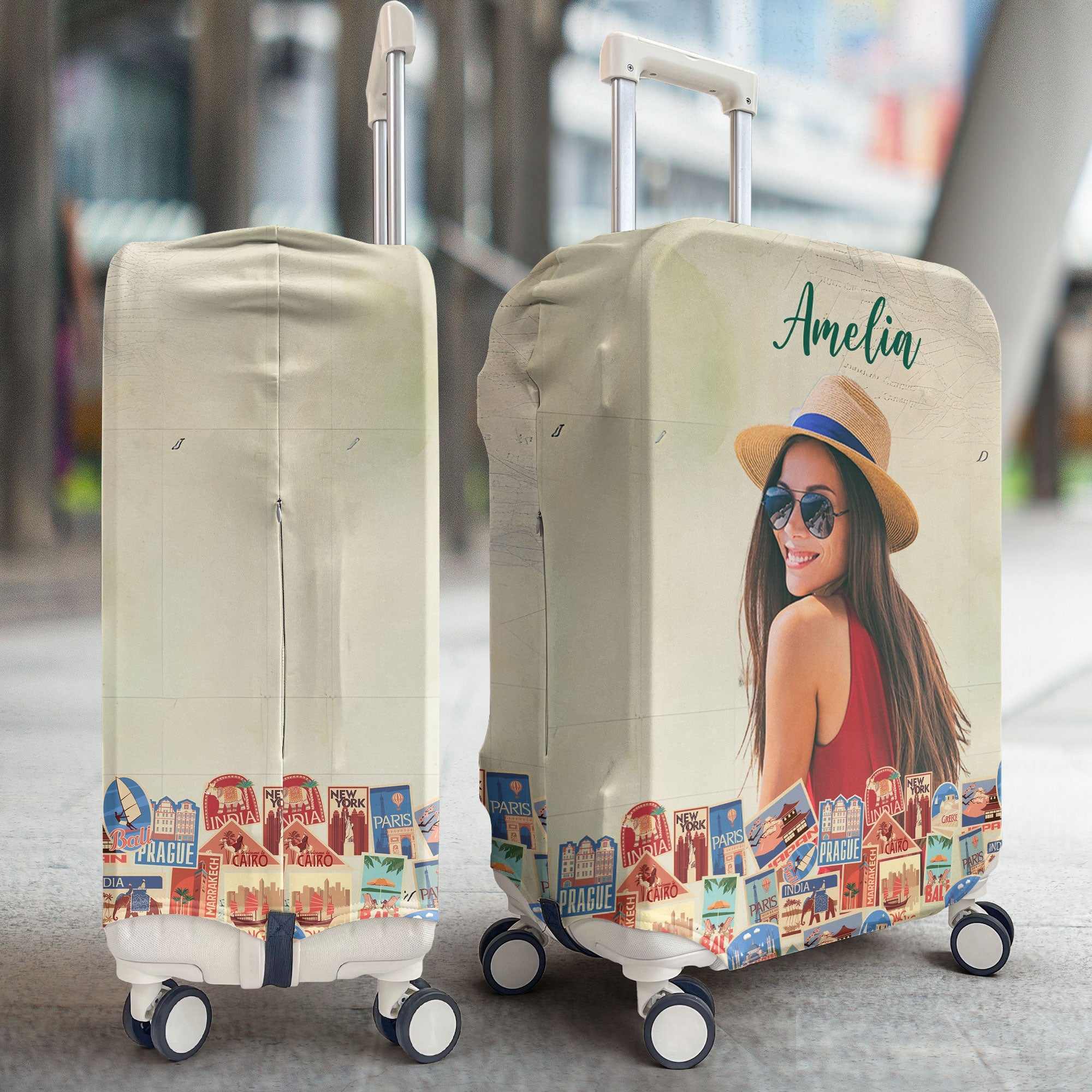 A Girl Loves Traveling- Personalized Photo Luggage Cover