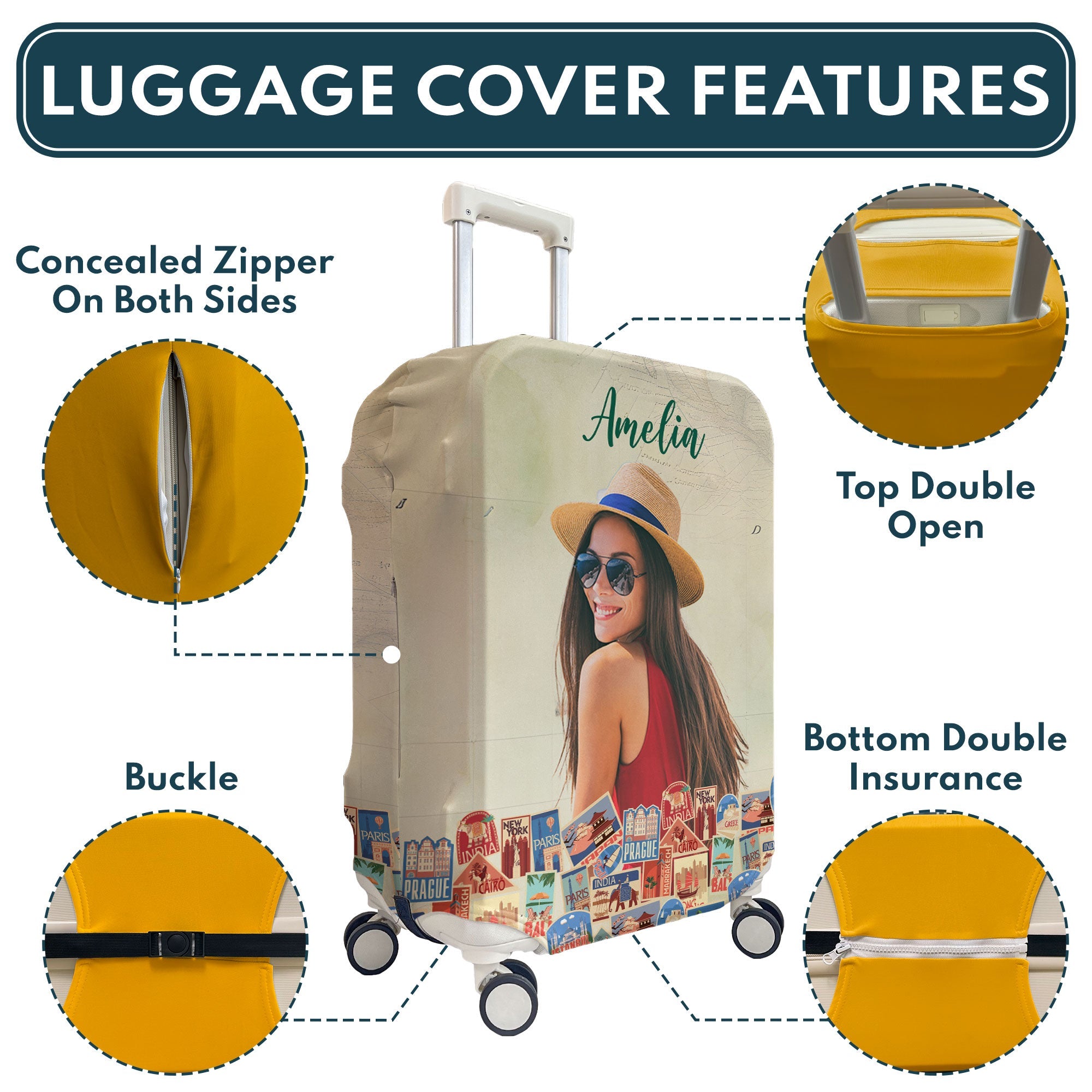 A Girl Loves Traveling- Personalized Photo Luggage Cover