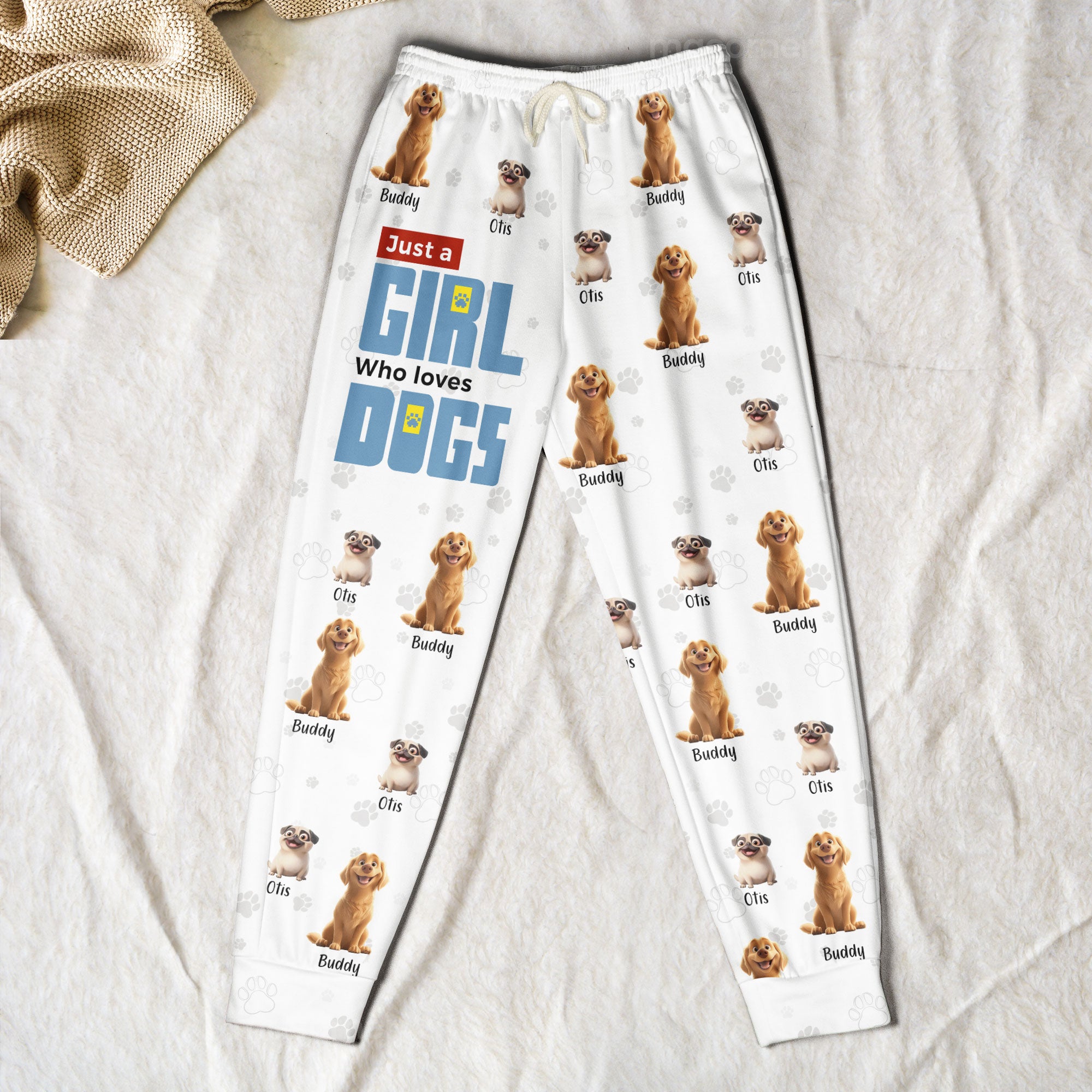 A Girl Loves Dogs For Dog Mom - Personalized Sweatpants