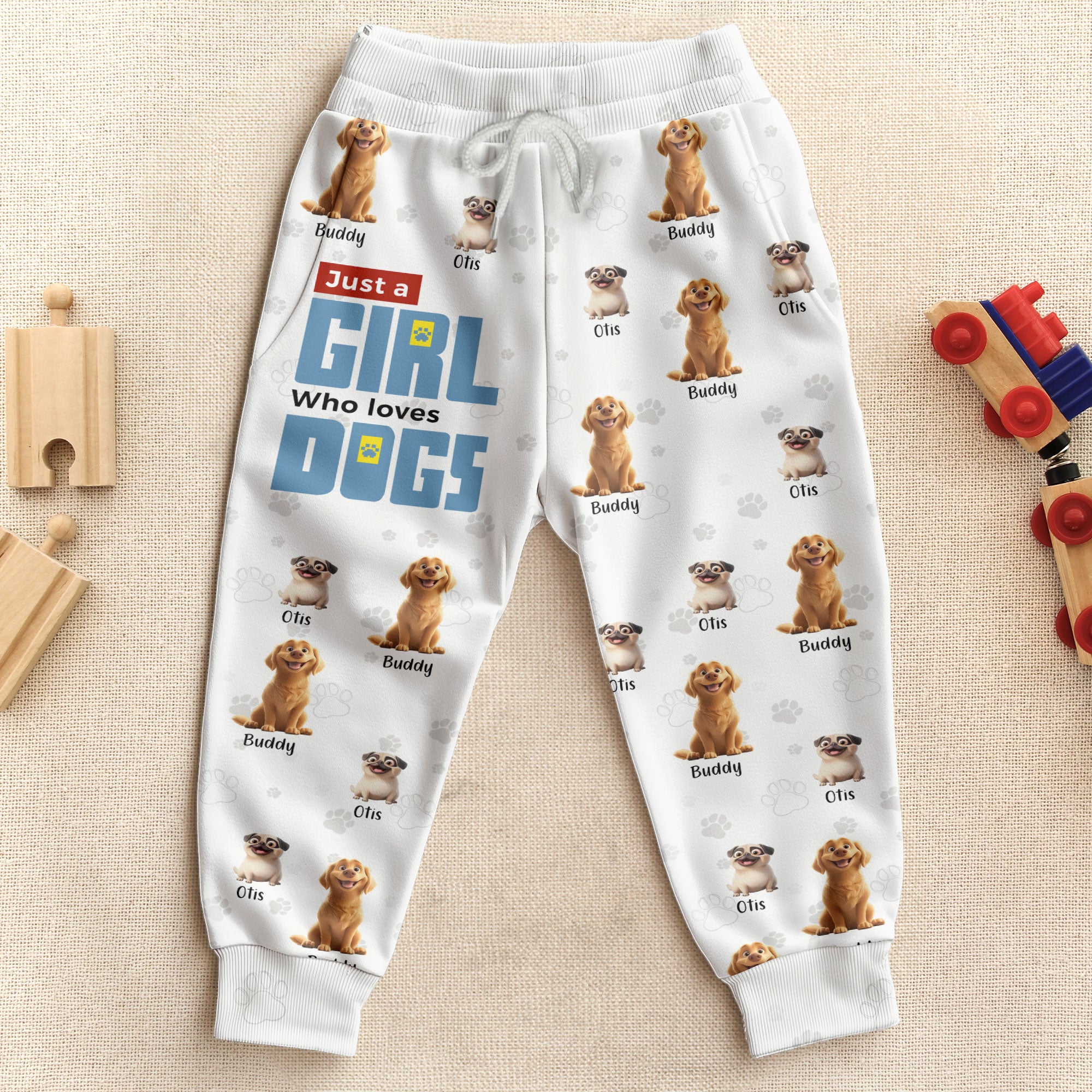 A Girl Loves Dogs For Dog Mom - Personalized Sweatpants