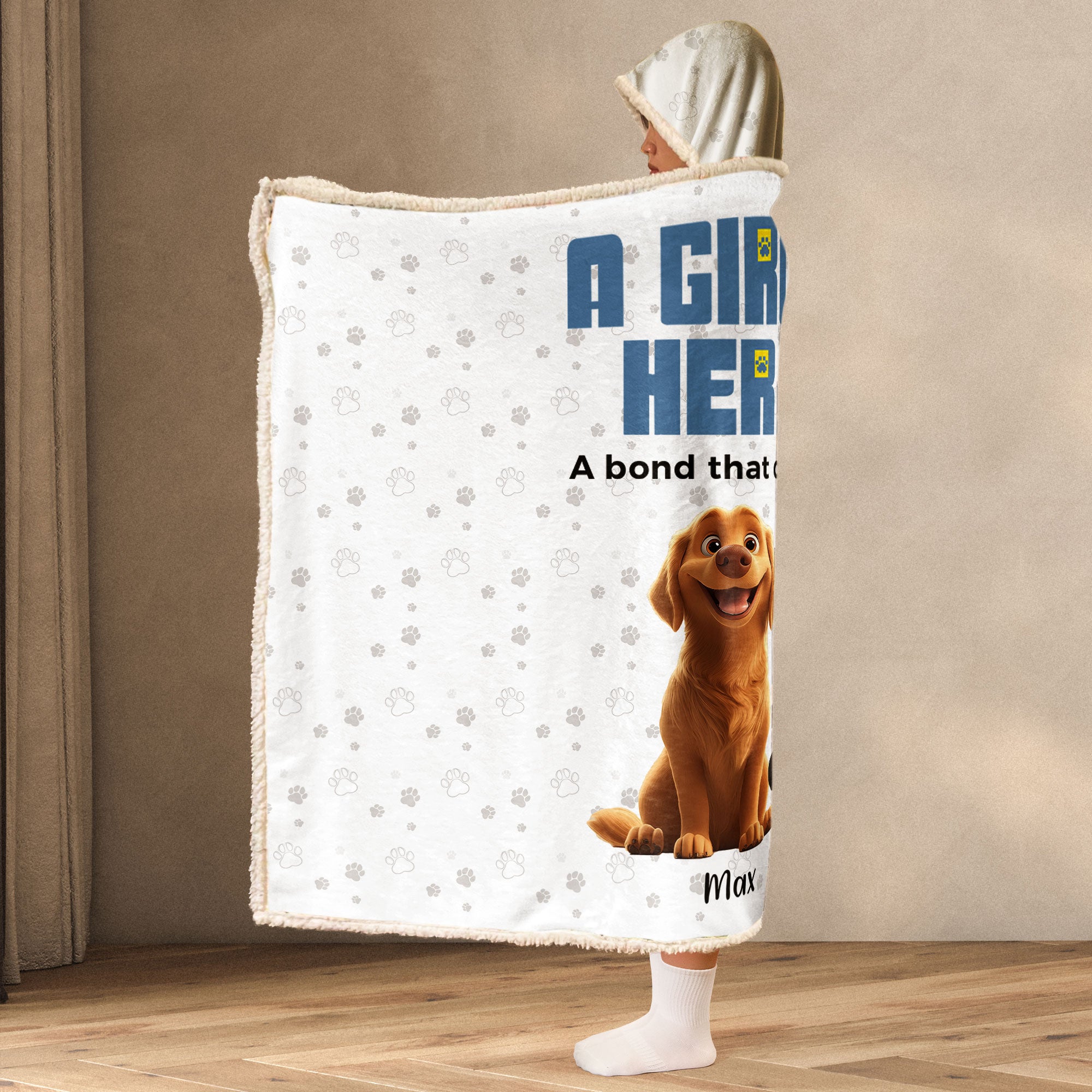 A Girl And Her Dogs - Personalized Wearable Blanket Hoodie