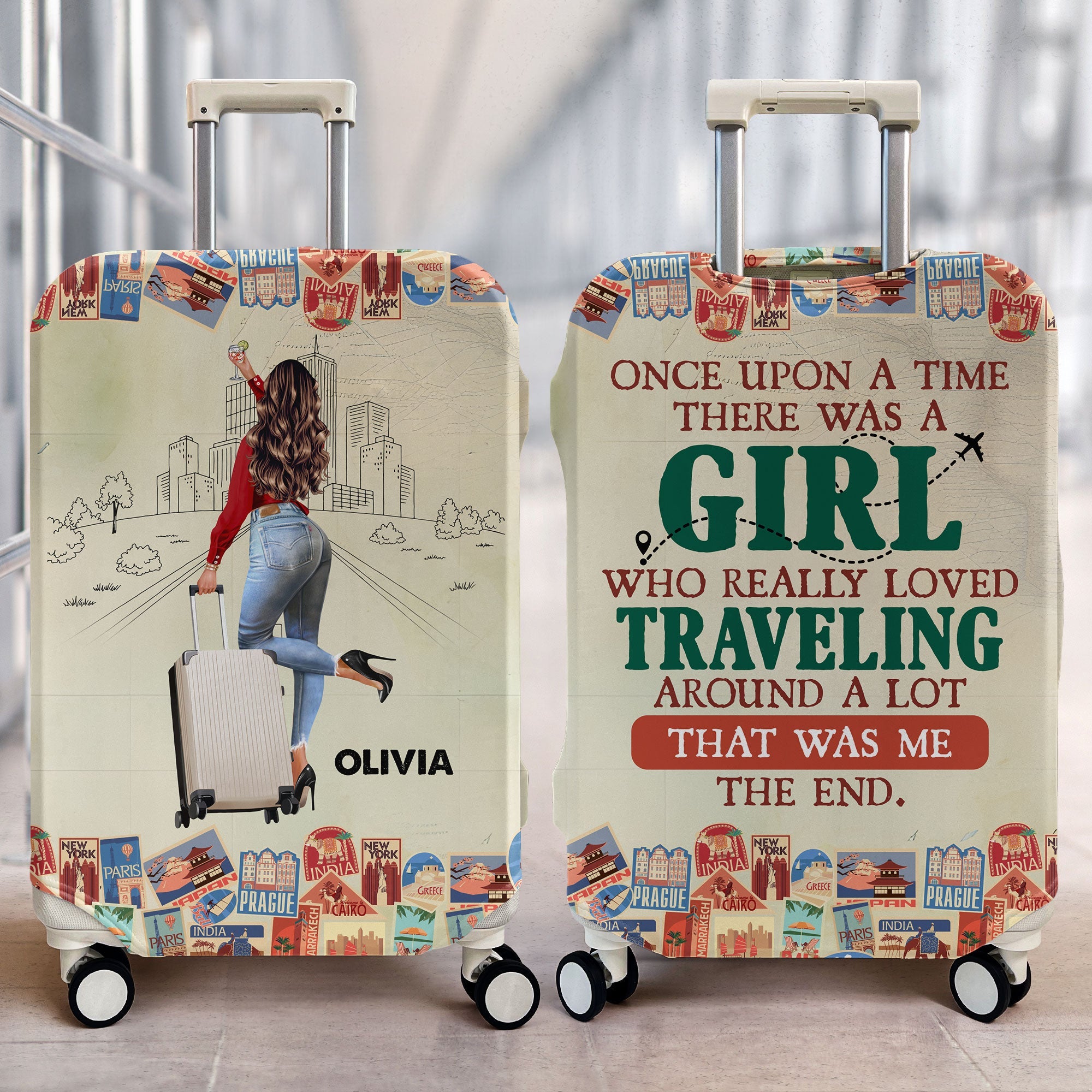 A Girl Who Really Loved Traveling - Personalized Luggage Cover