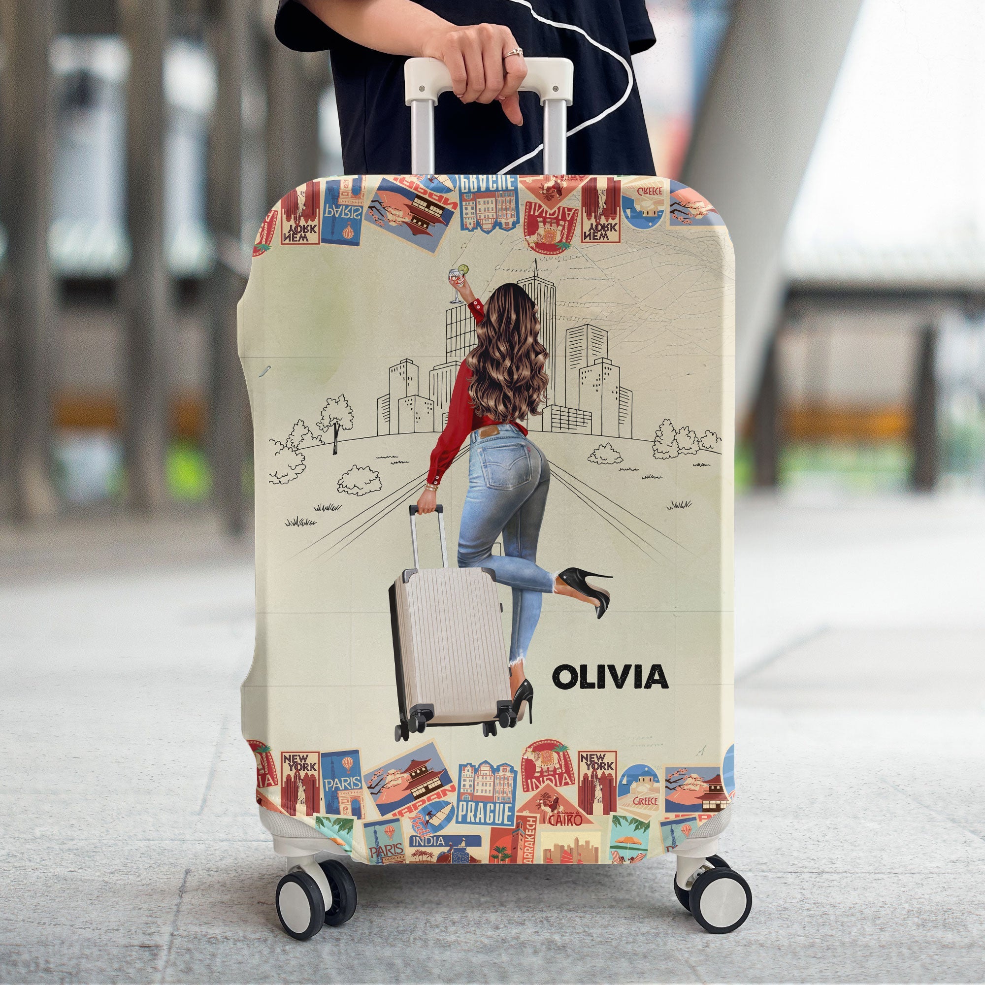 A Girl Who Really Loved Traveling - Personalized Luggage Cover