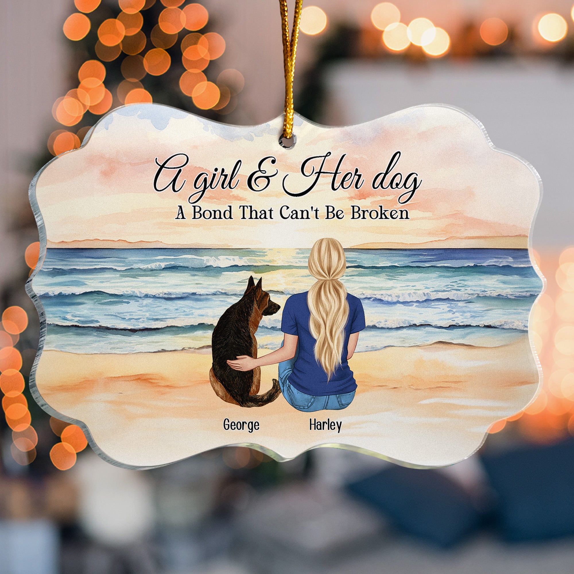 A Girl & Her Dog A Bond That Can't Be Broken - Personalized Acrylic Ornament