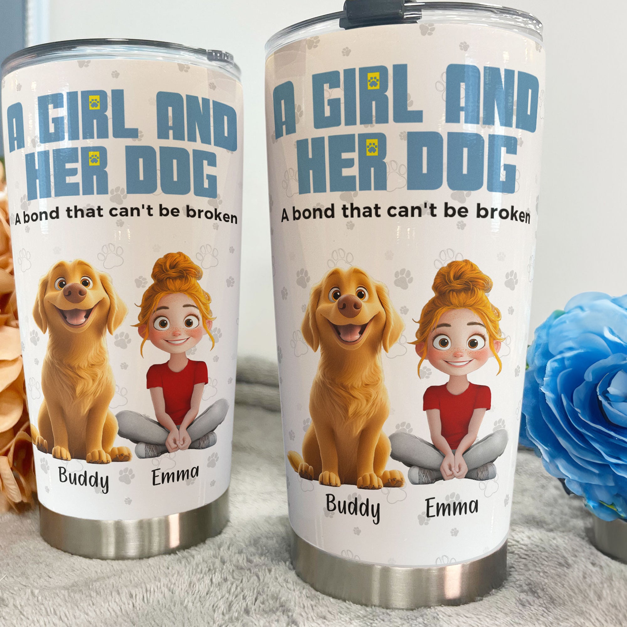 A Girl & Her Dogs Has Unbreakable Bond - Personalized Tumbler Cup