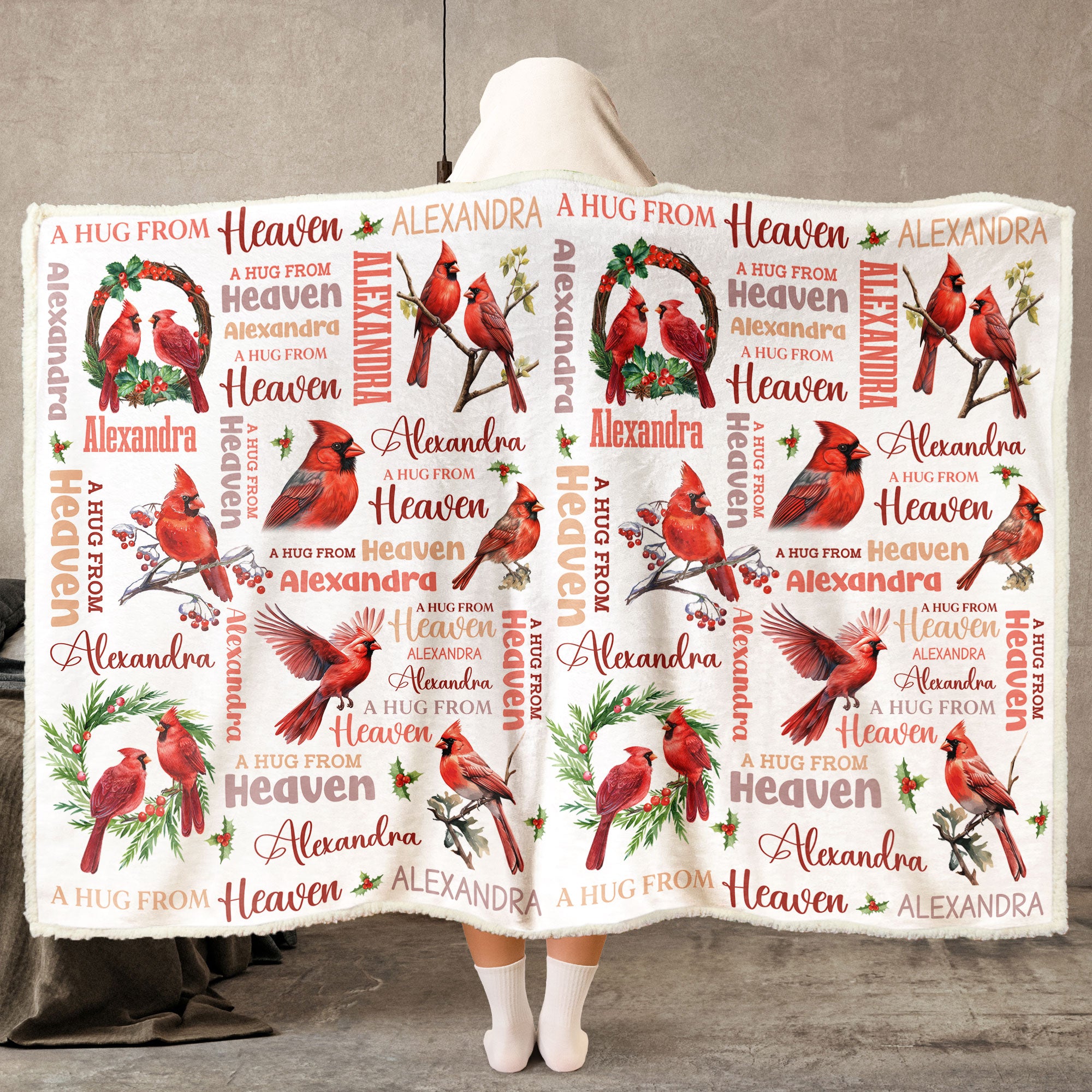 A Hug From Heaven Cardinal Bird - Personalized Wearable Blanket Hoodie