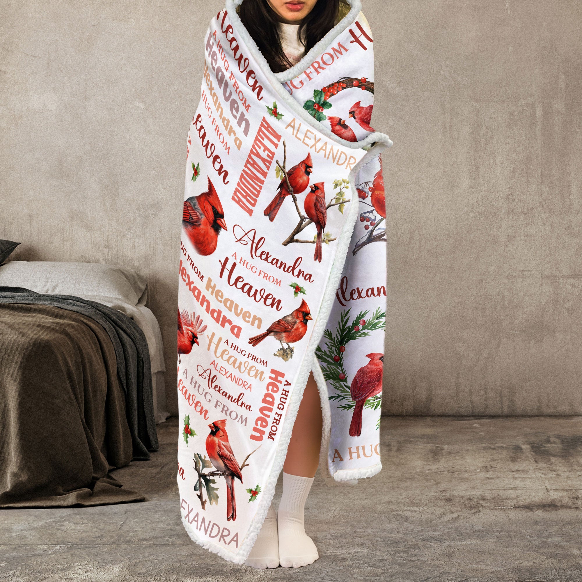 A Hug From Heaven Cardinal Bird - Personalized Wearable Blanket Hoodie