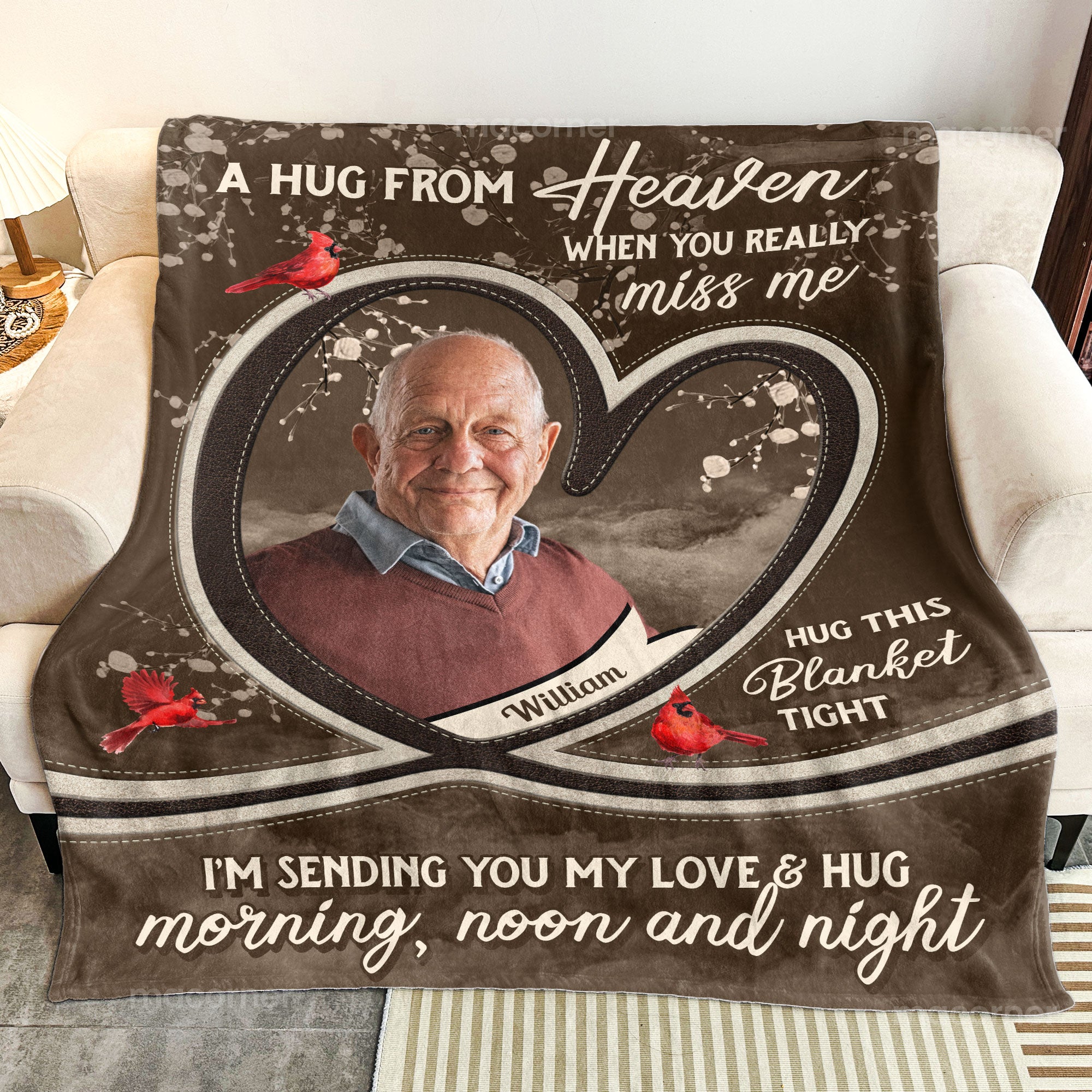 A Hug From Heaven I'm Sending You My Love & Hug - Personalized Photo Blanket