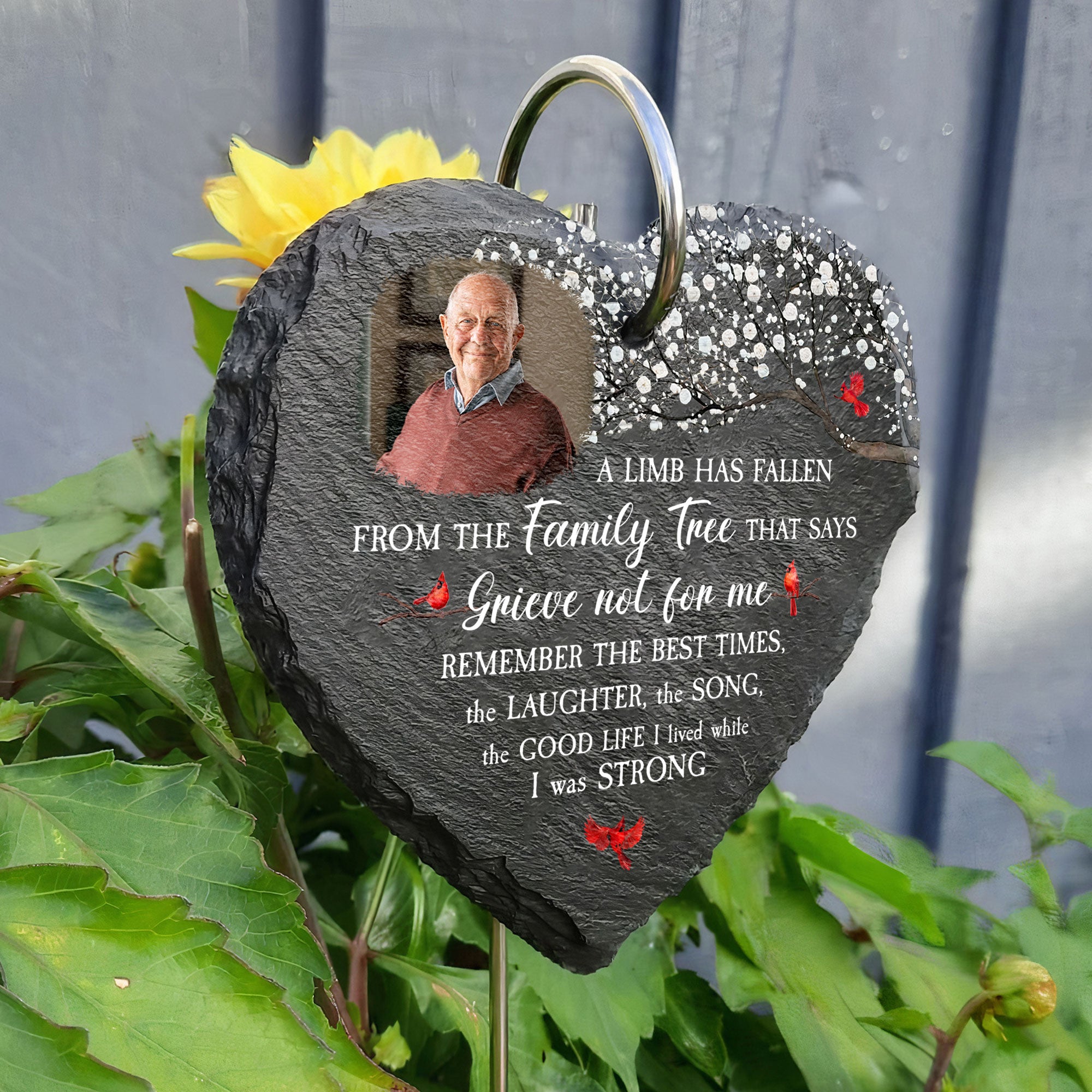 A Limb Has Fallen - Personalized Photo Memorial Garden Slate And Hook