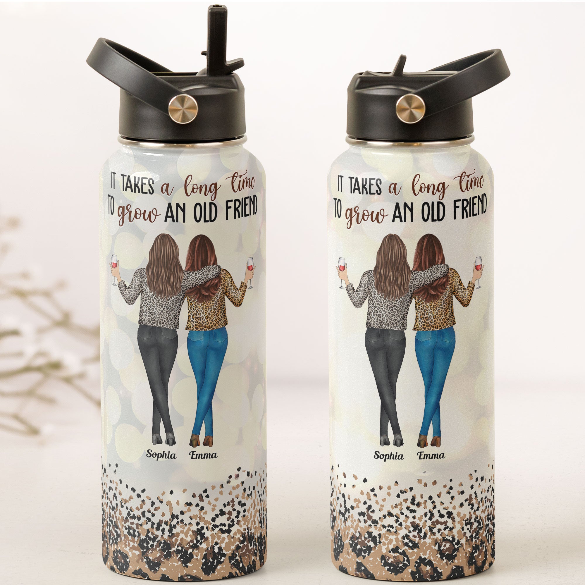 A Long Time To Grow An Old Friend - Personalized Stainless Steel Water Bottle