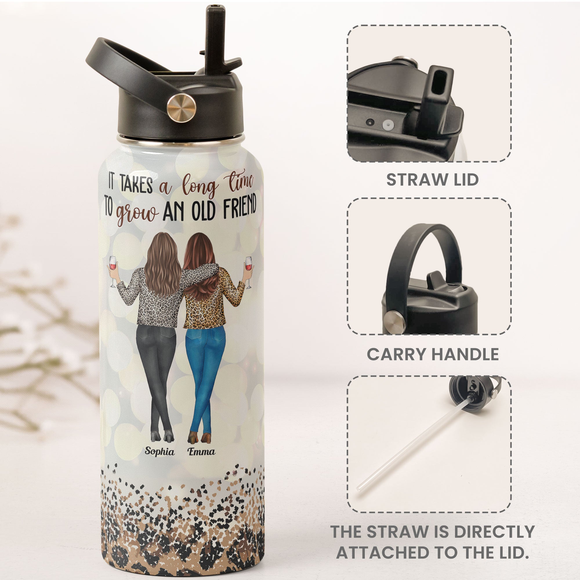 A Long Time To Grow An Old Friend - Personalized Stainless Steel Water Bottle