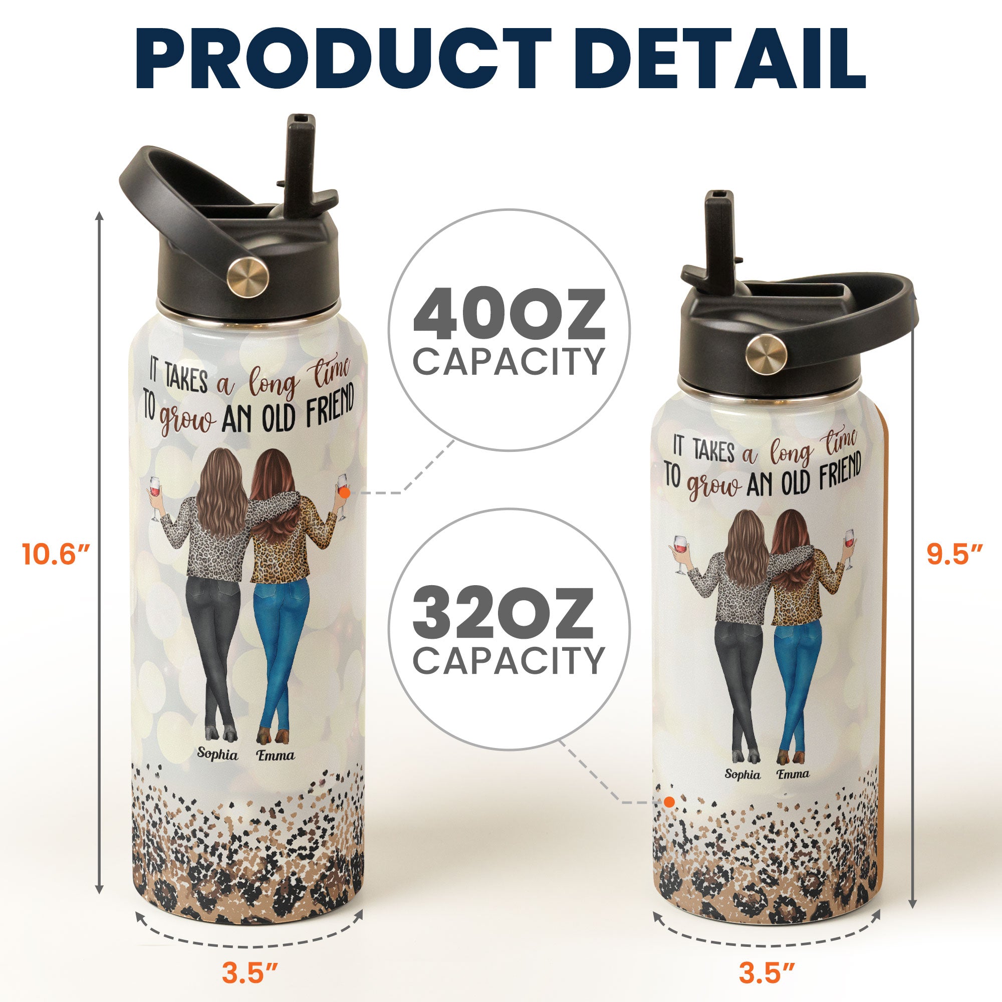 A Long Time To Grow An Old Friend - Personalized Stainless Steel Water Bottle