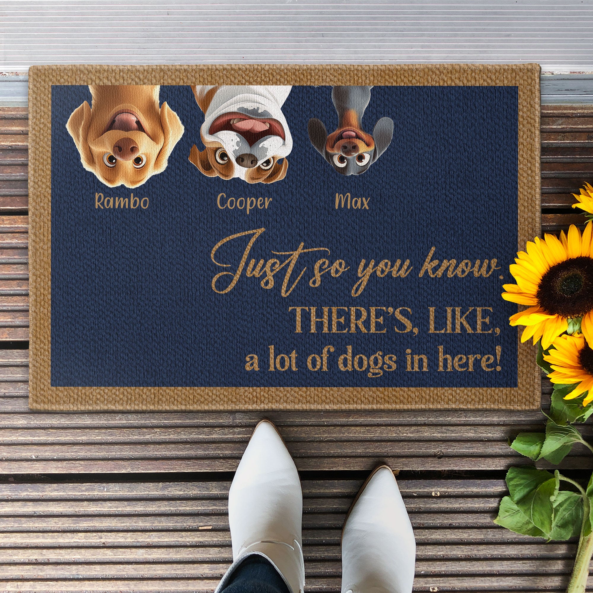 A Lot Of Dogs In Here! - Personalized Doormat