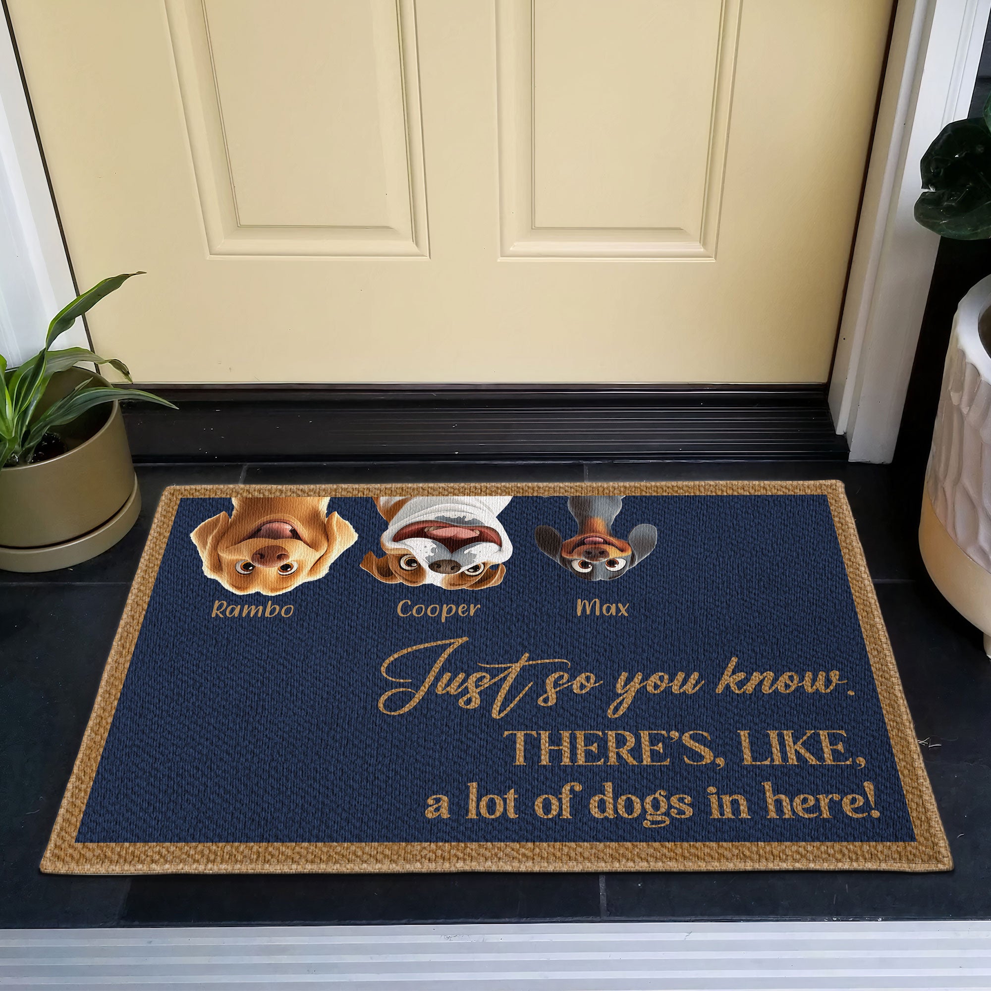 A Lot Of Dogs In Here! - Personalized Doormat