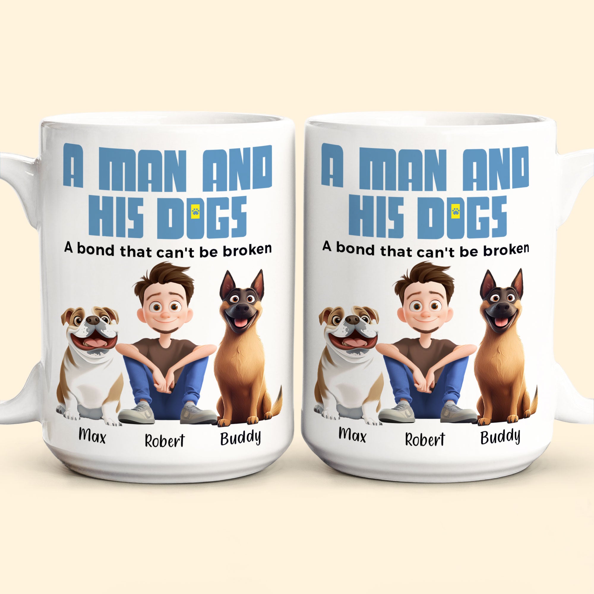 A Man & His Dogs - Personalized Mug