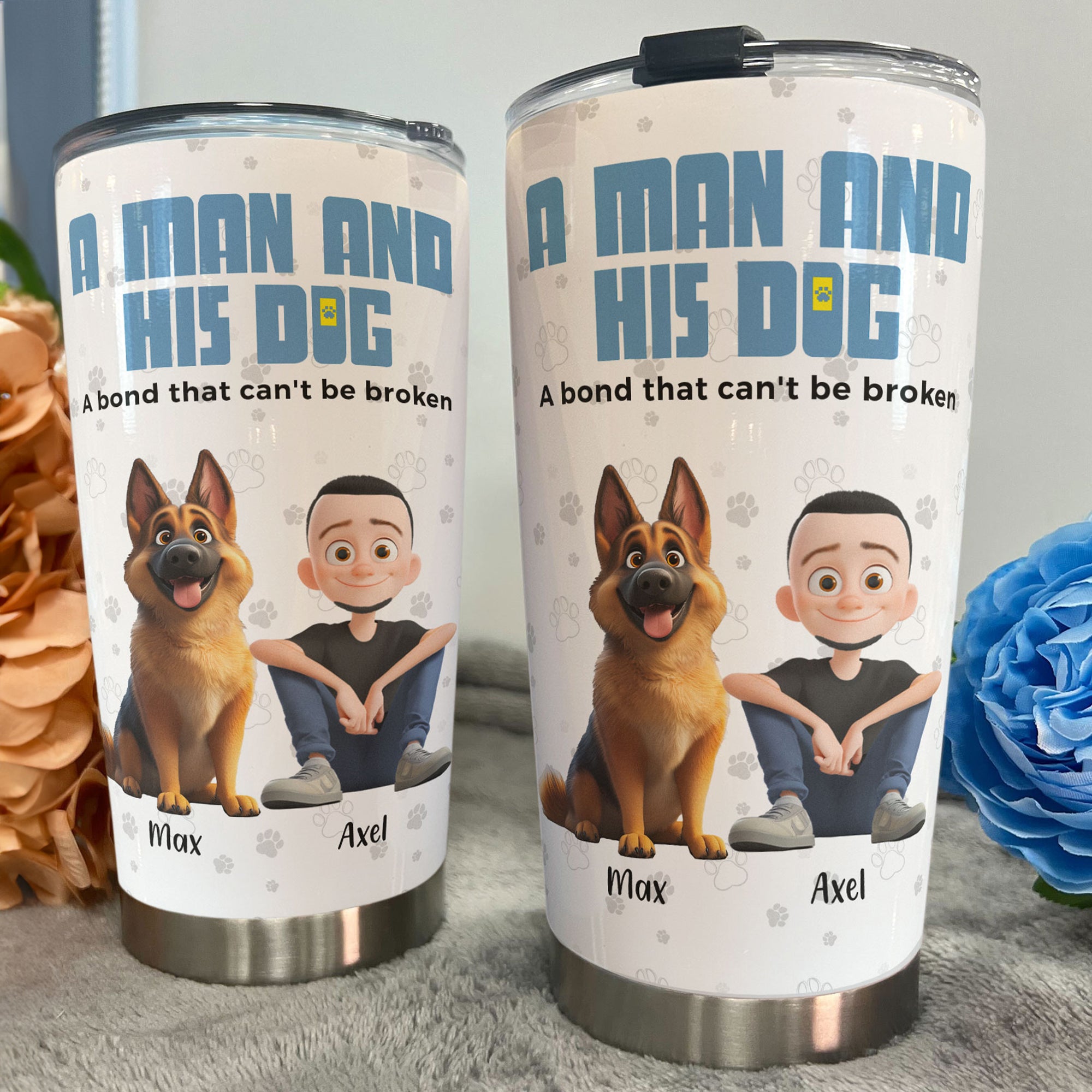 A Man & His Dogs - Personalized Tumbler Cup