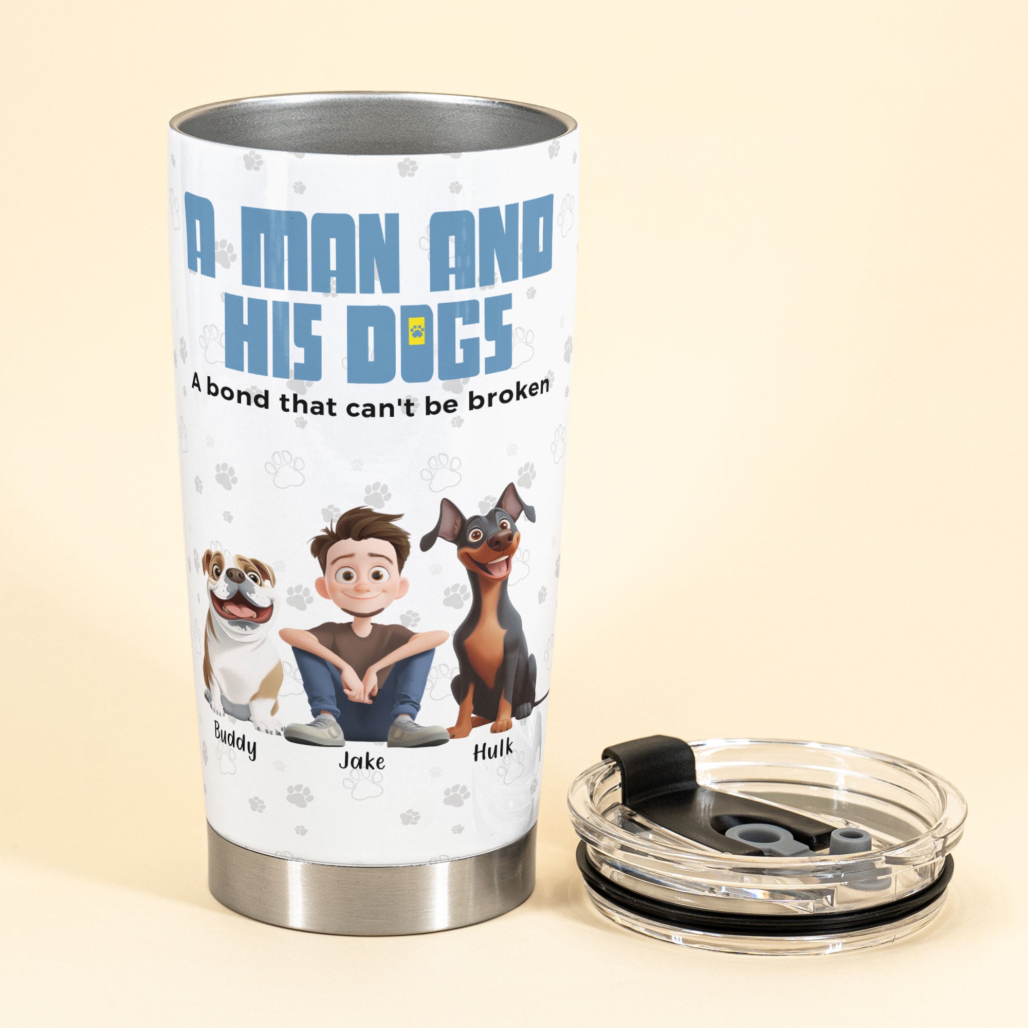 A Man & His Dogs - Personalized Tumbler Cup