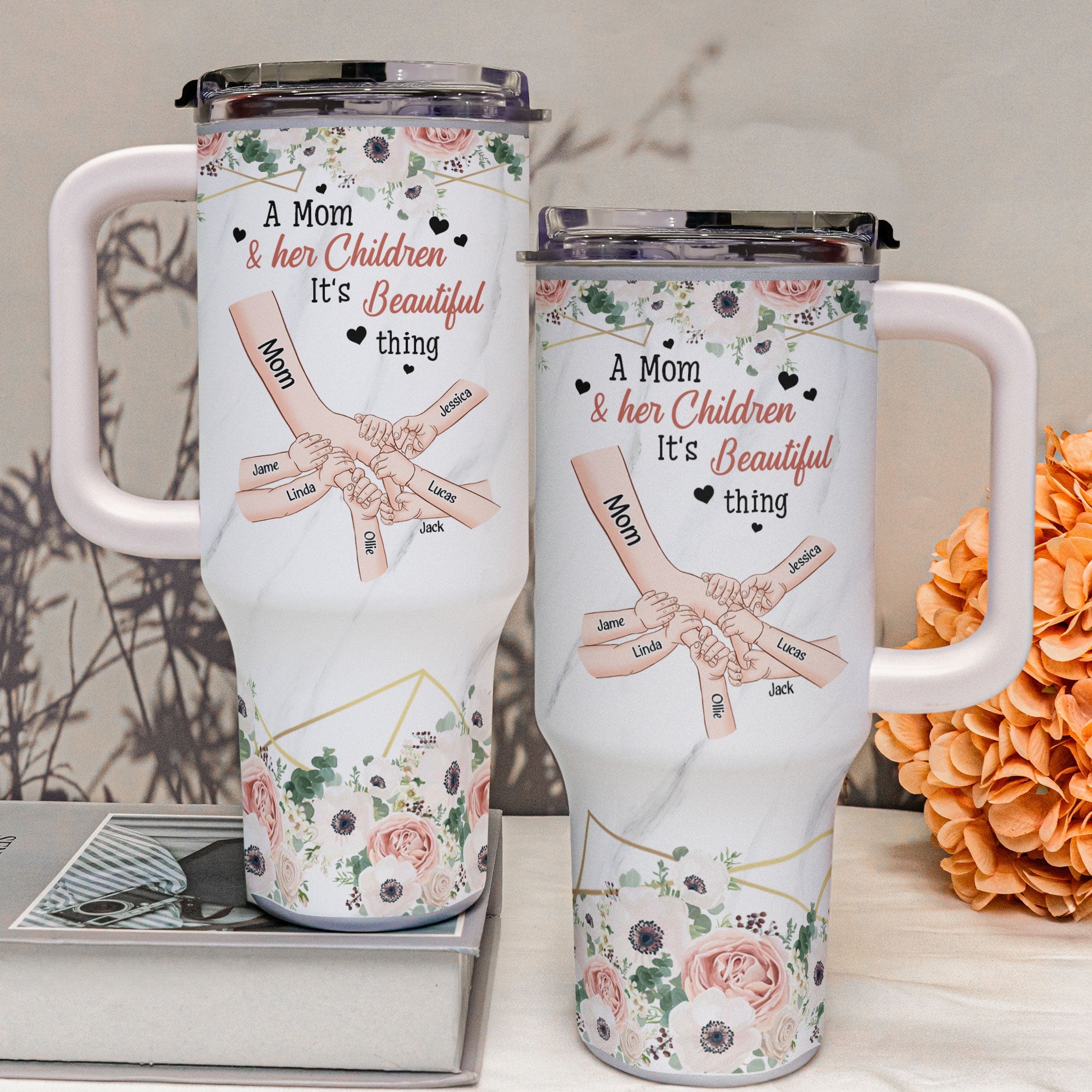 A Mom And Her Children It's A Beautiful Thing - Personalized 40oz Tumbler With Straw