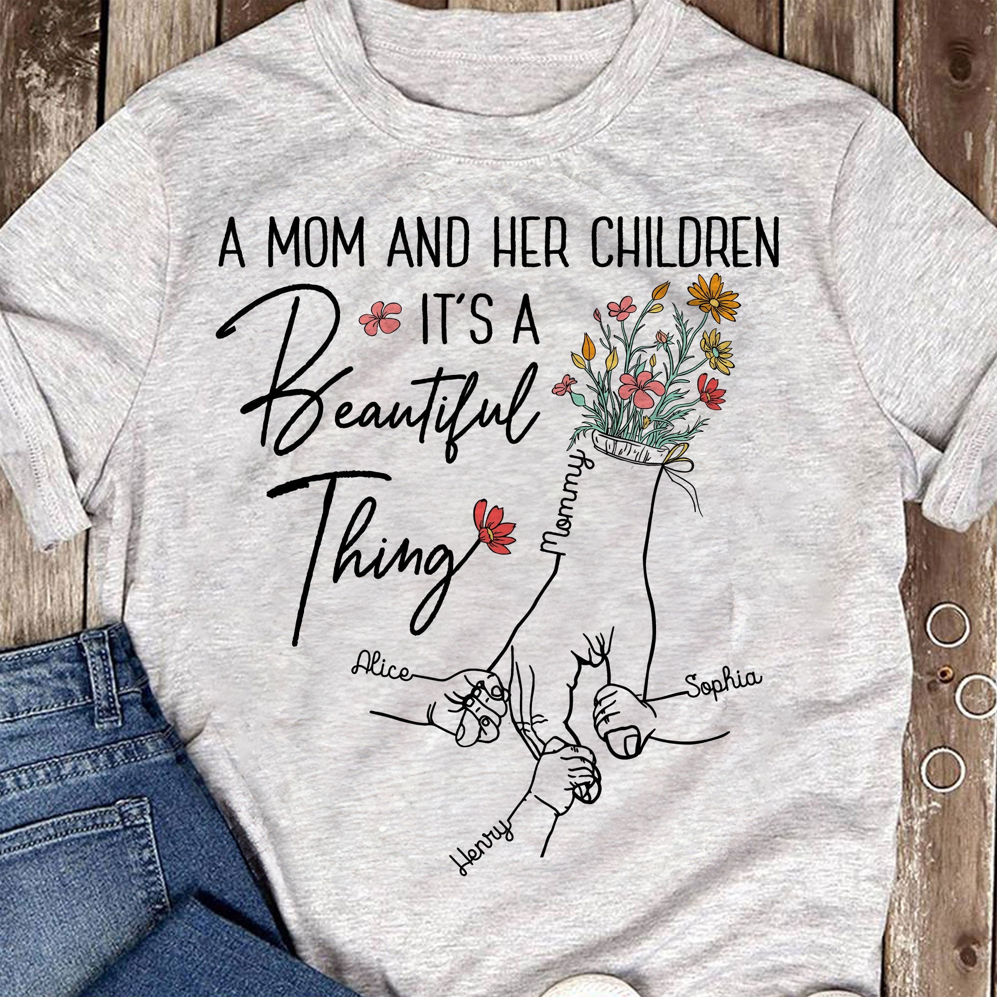 A Mom And Her Children - Personalized Shirt