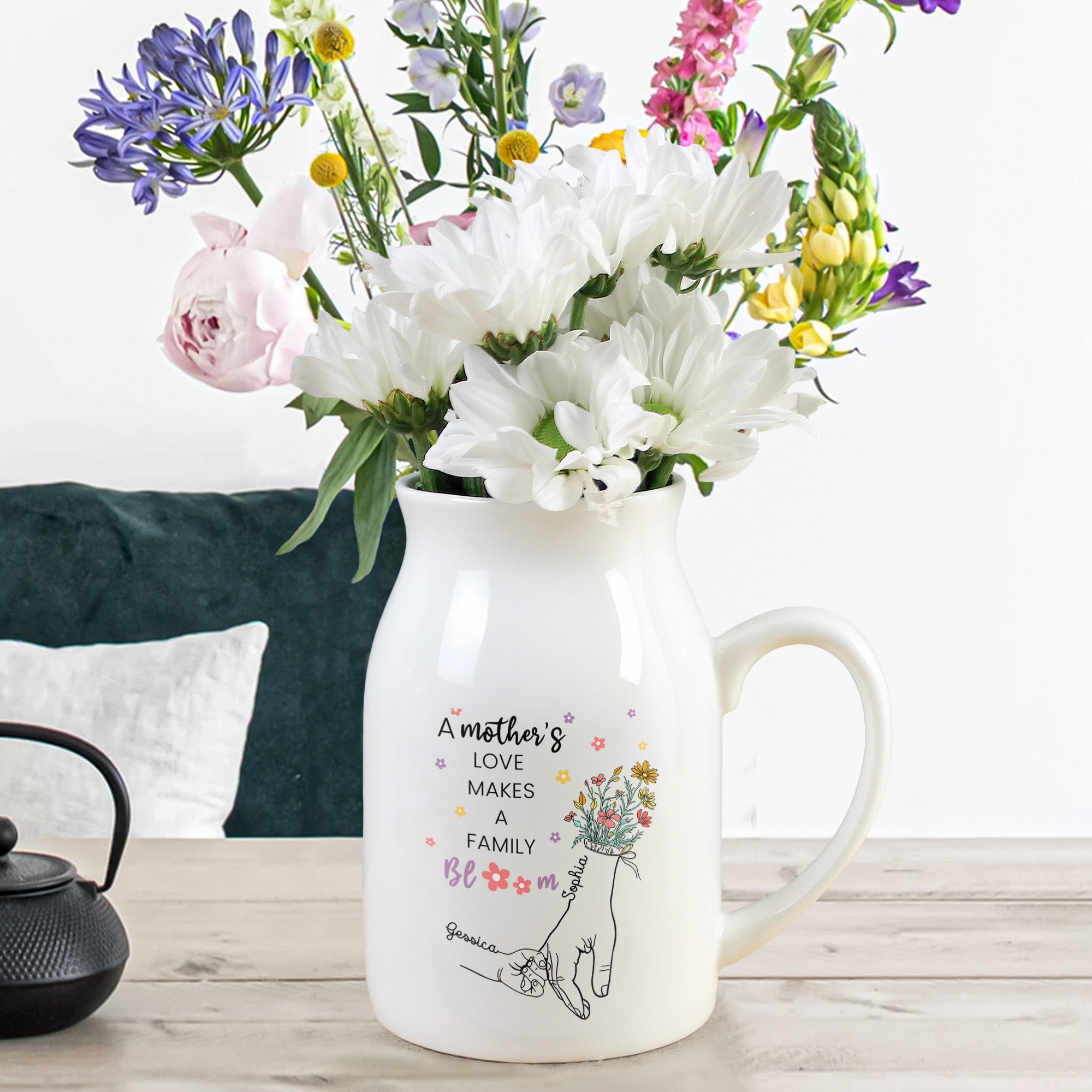 A Mother's Love Makes A Family Bloom - Personalized Ceramic Flower Vase