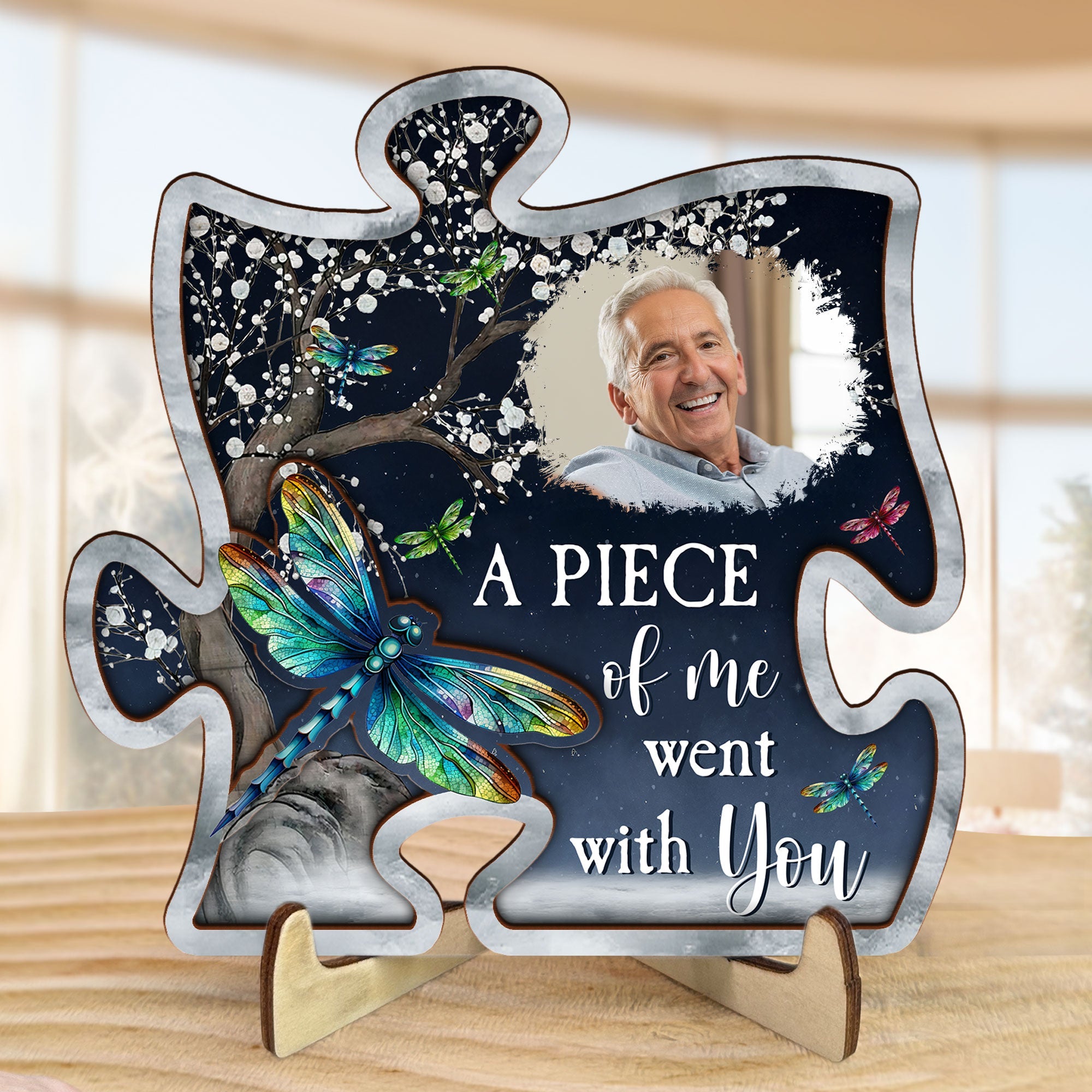 A Piece Of Me Went With You - Personalized Wooden Photo Plaque