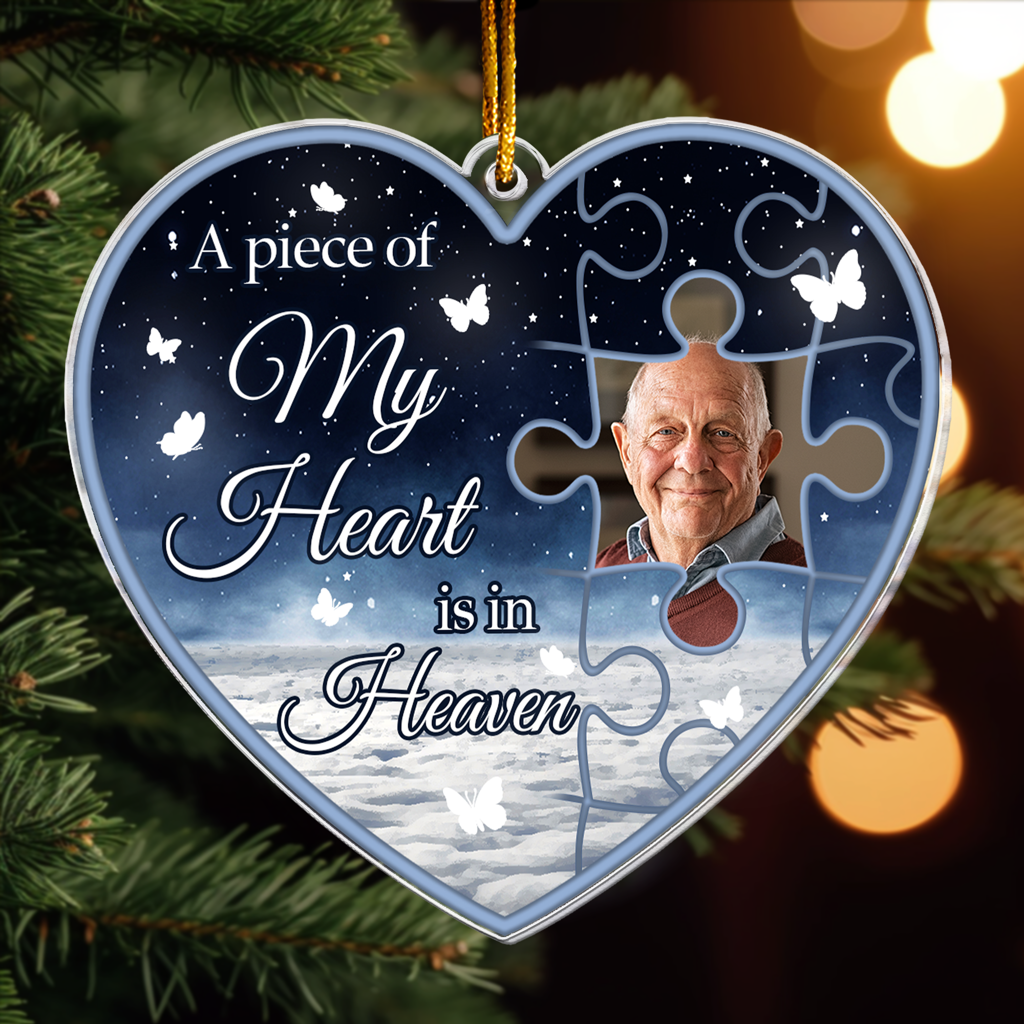 A Piece Of My Heart Is In Heaven - Personalized Acrylic Photo Ornament