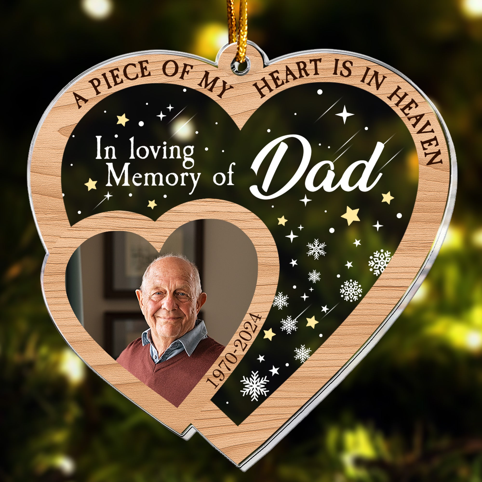 A Piece Of My Heart Is In Heaven - Personalized Acrylic Photo Ornament