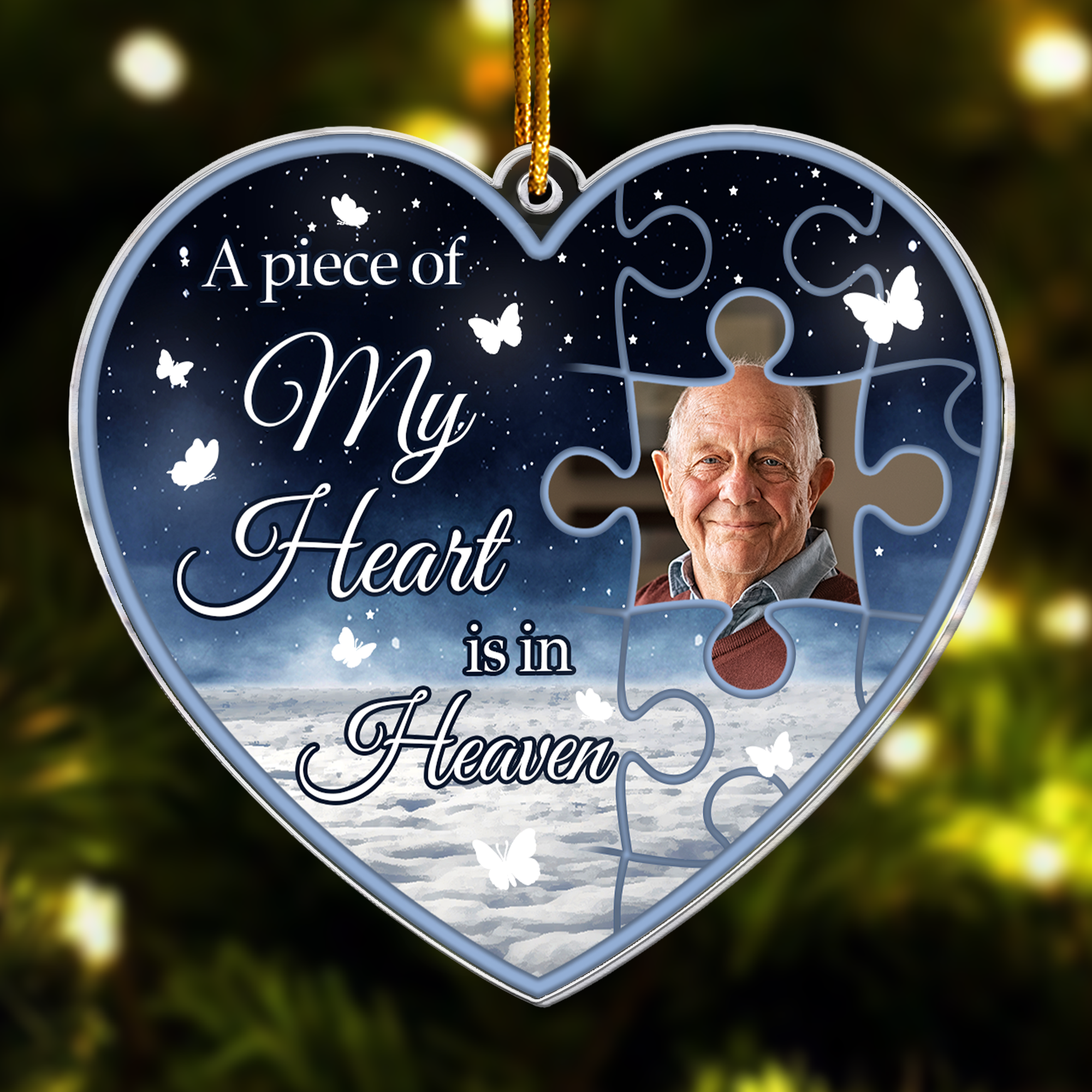 A Piece Of My Heart Is In Heaven - Personalized Acrylic Photo Ornament