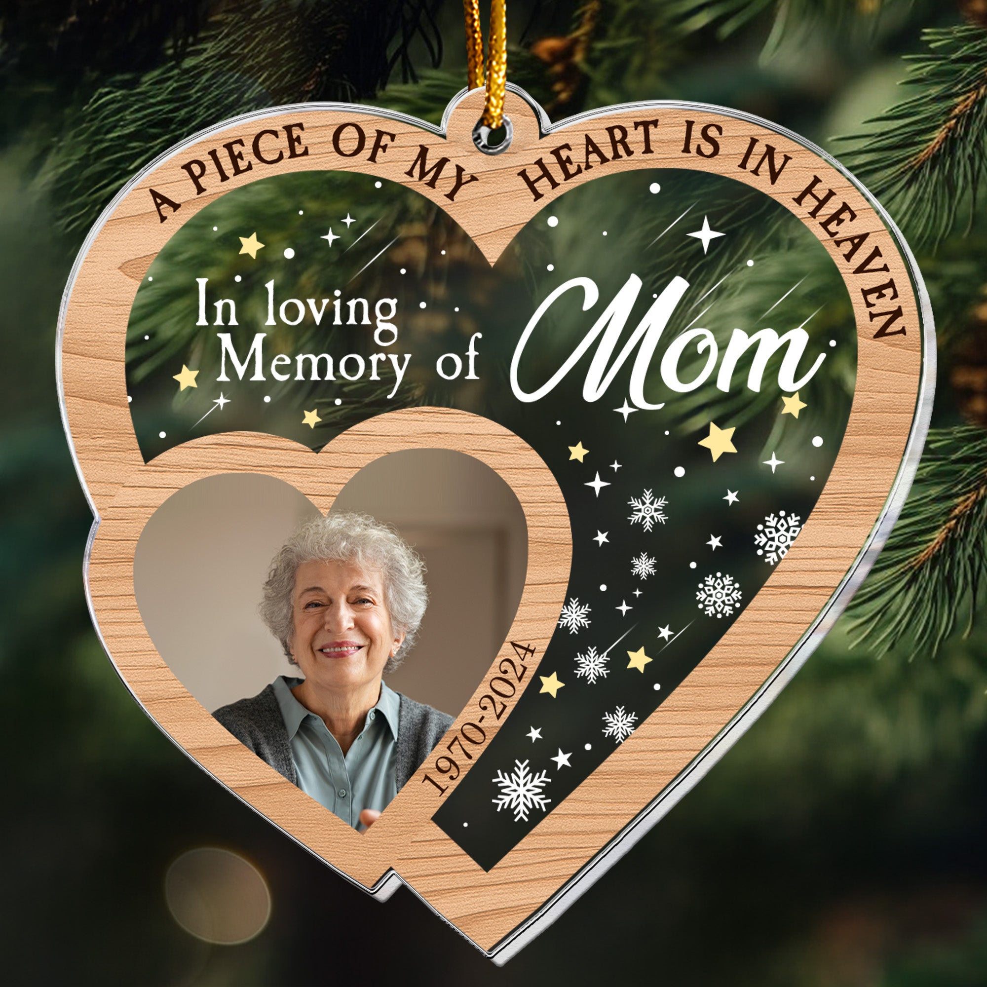 A Piece Of My Heart Is In Heaven - Personalized Acrylic Photo Ornament