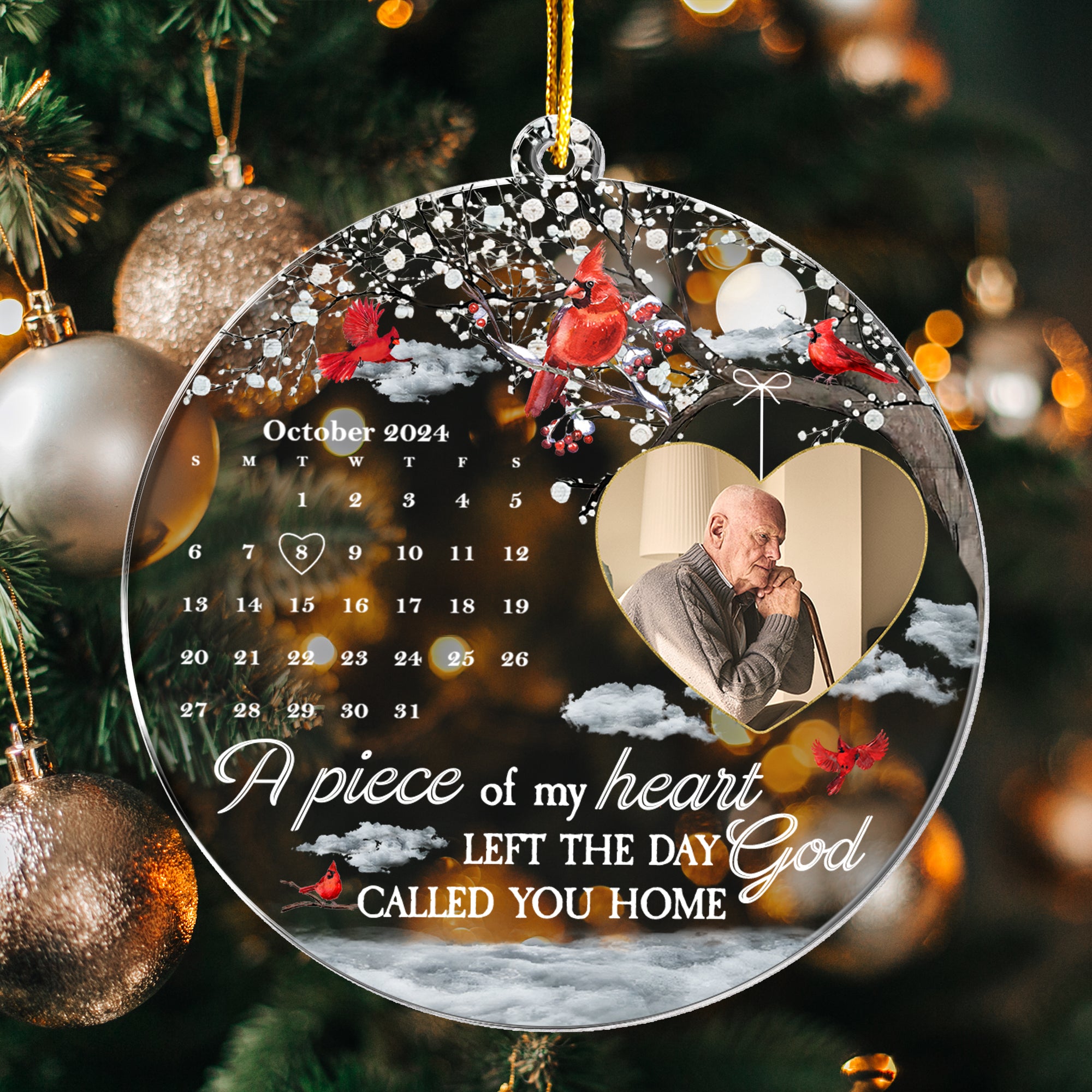 A Piece Of My Heart Left The Day God Called You Home - Personalized Acrylic Photo Ornament