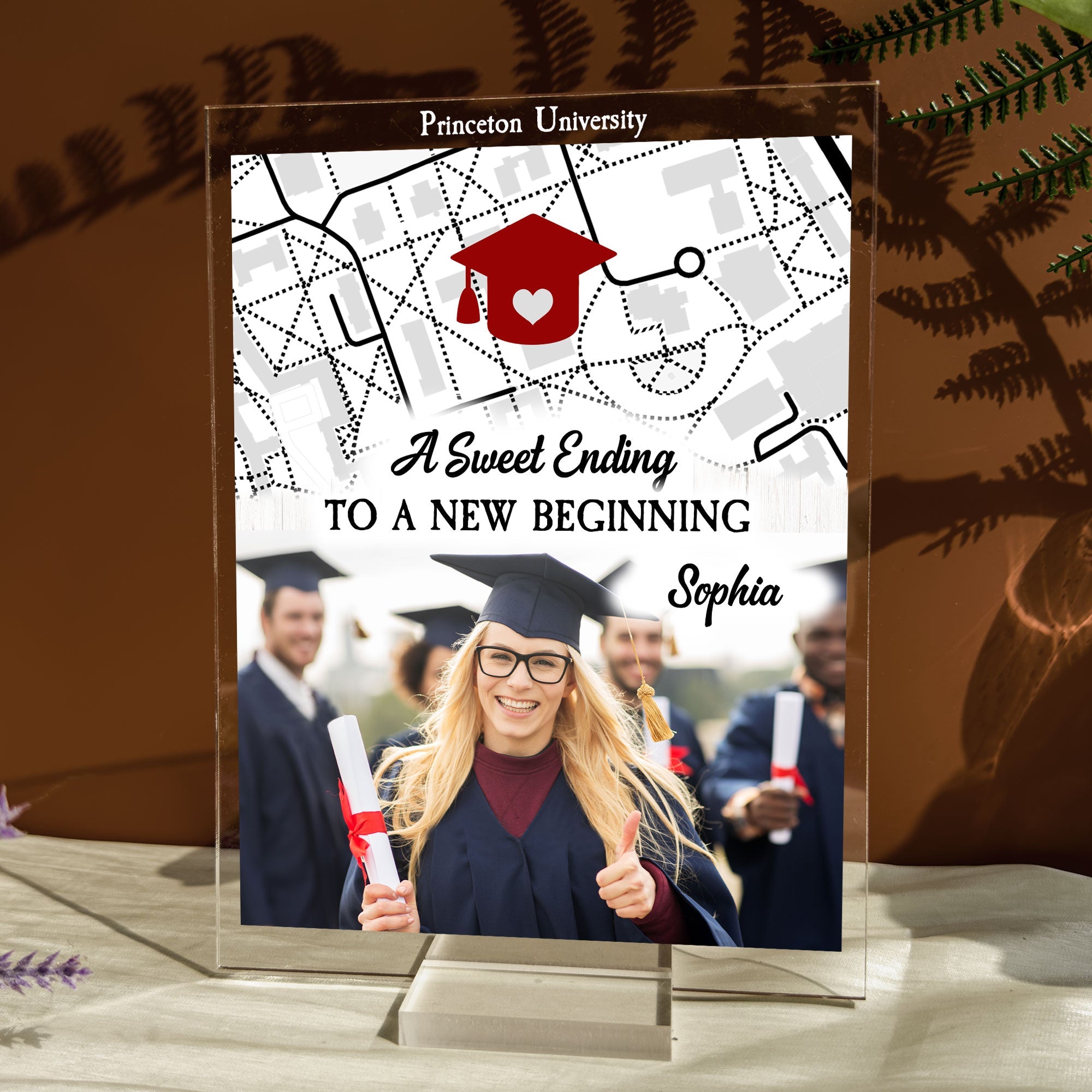 A Sweet Ending To A New Beginning Location Map - Personalized Acrylic Photo Plaque